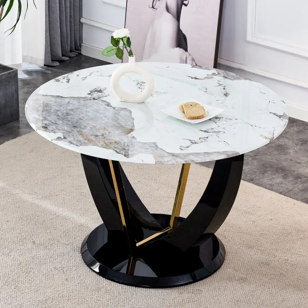 Modern Minimalist 48 Inch Circular Glass Tabletop Dining or Living Room droom w-1151