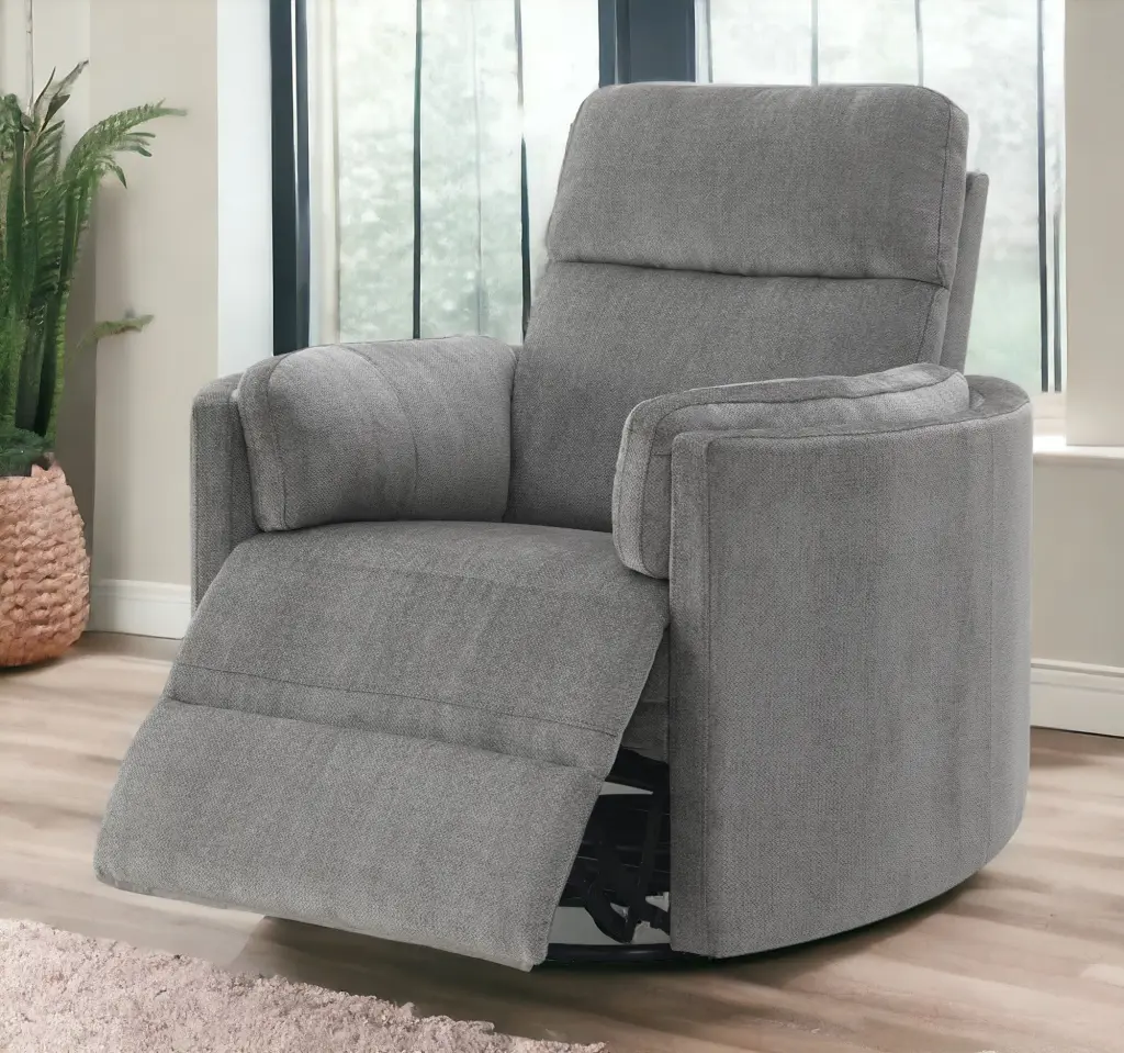 Sagen Glider Recliner Swivel Charcoal Chenille Comfortable Chair acme onsite store