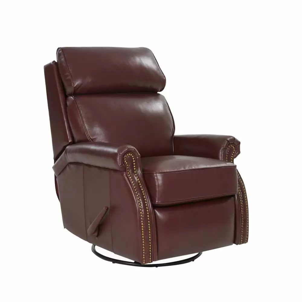Barcalounger Crews Swivel Glider Recliner Marisol Cabernet All Leather
