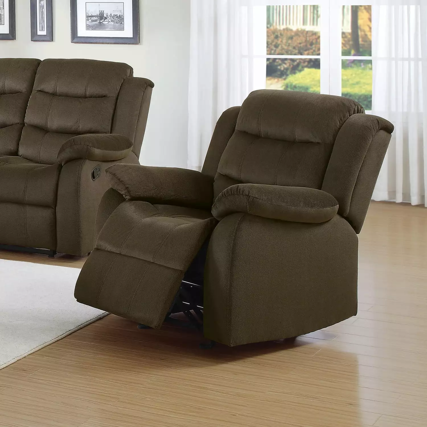 BenJara Debonairly Trimmed Glider Recliner Chair Chocolate Brown - Smooth Motion Seating