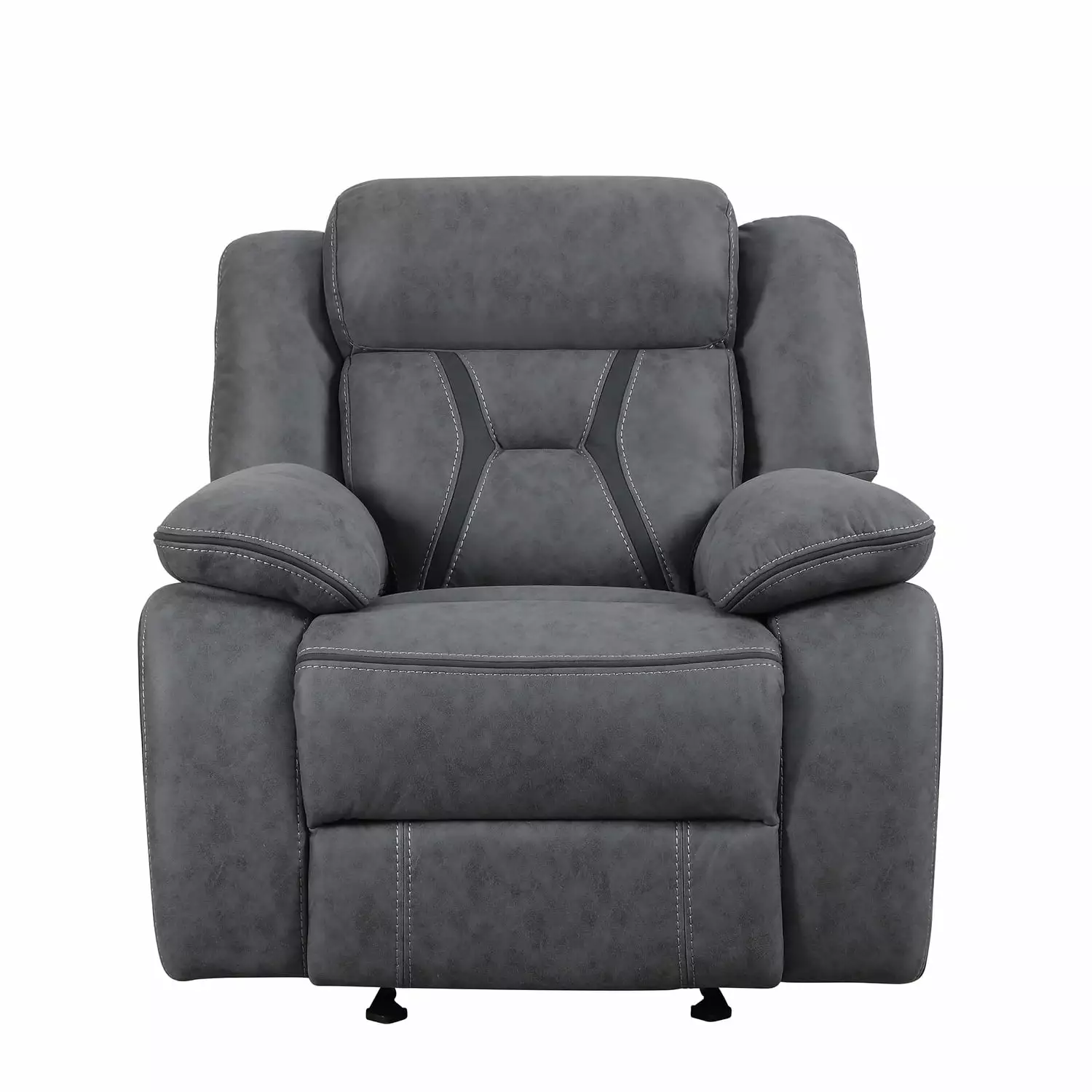 BenJara Pillow Padded Glider Recliner Contrast Stitching Gray