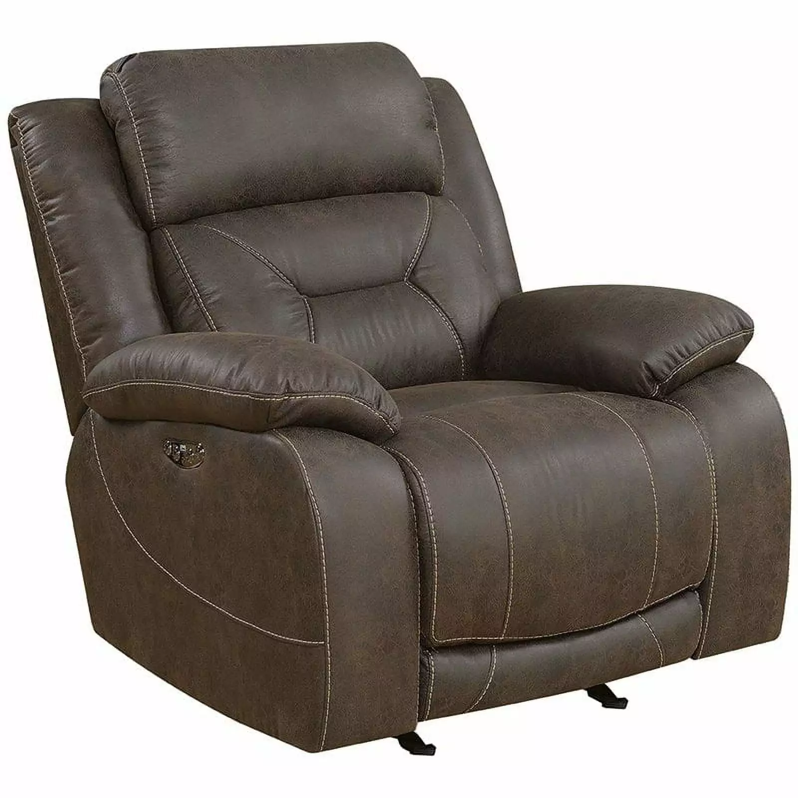Bowery Hill Transitional Faux Leather Glider Recliner Saddle Brown