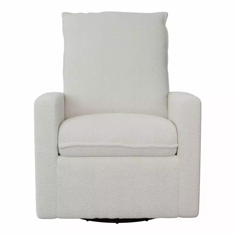Caillie White Boucle Fabric Upholstered Contemporary Glider Recliner Chair - Modern Nursery Seating CORLIVING
