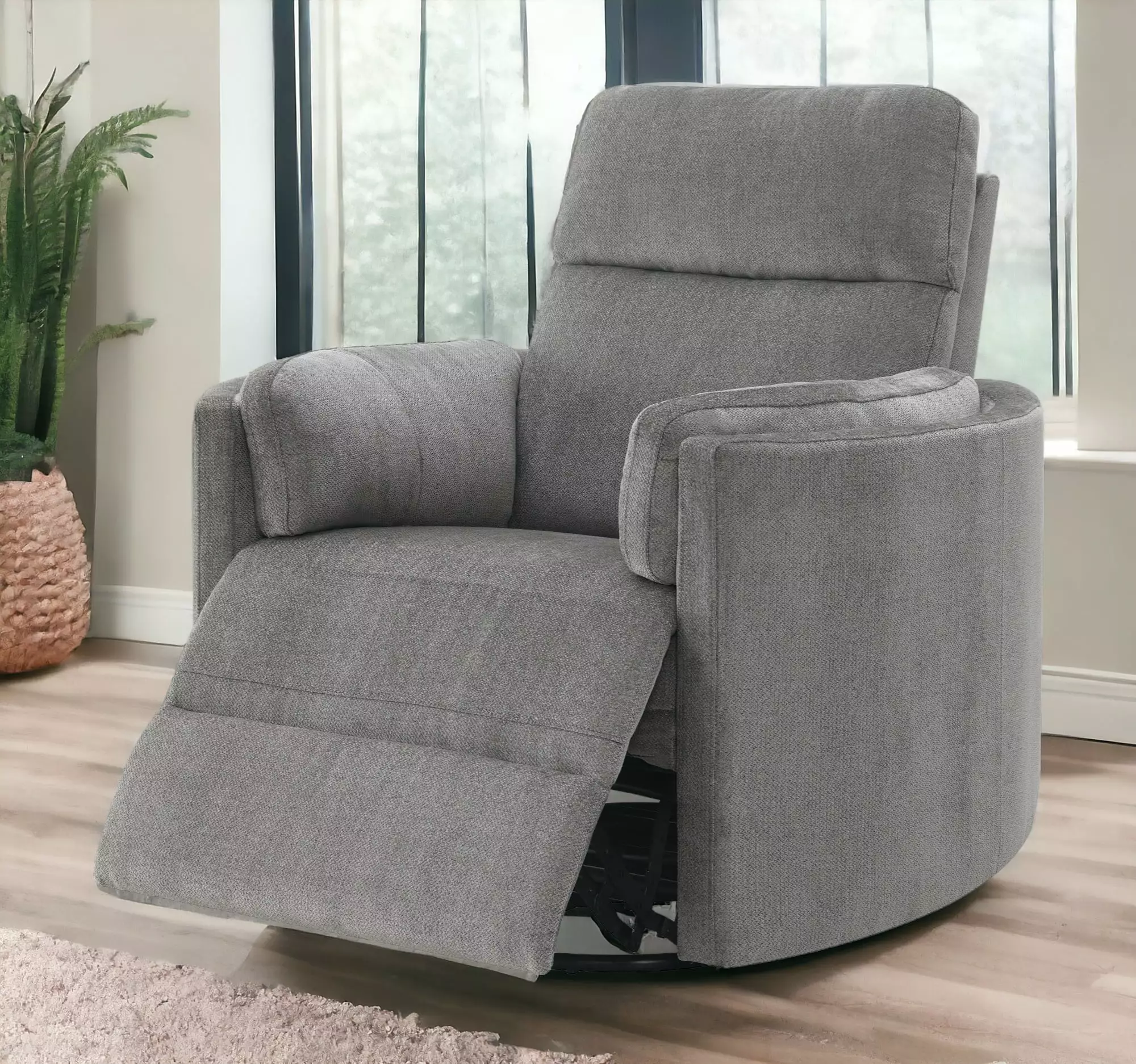 DeeHome Sagen Glider Recliner Swivel Charcoal Chenille