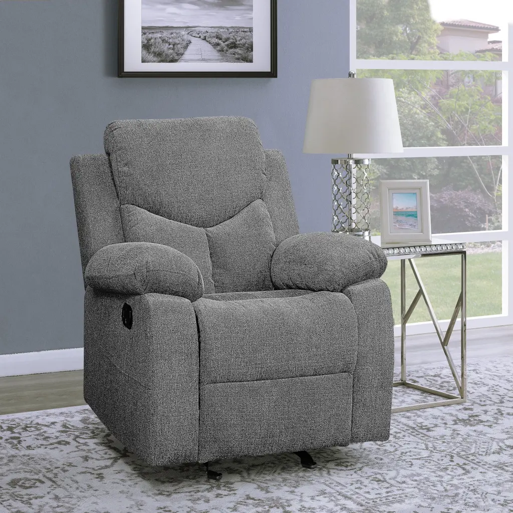 Grey Pillow Top Arms Glider Recliner Grey Primary Living Space Tight Back Comfortable Chair furniture max