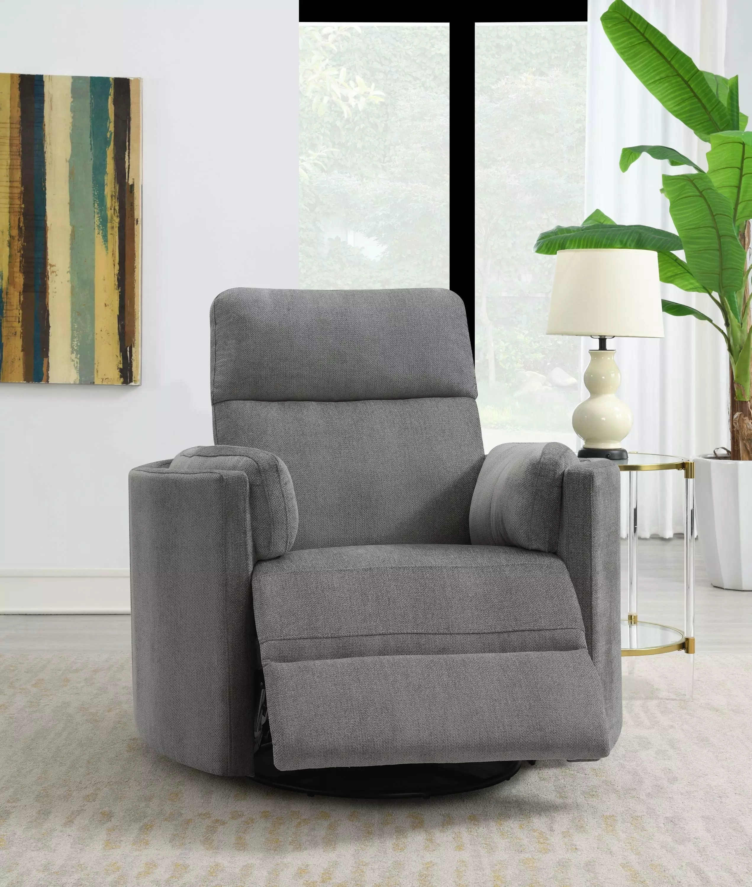 Azalea Glider Recliner Charcoal Chenille Upholstery Comfortable Nursery Chair Go Green Woods