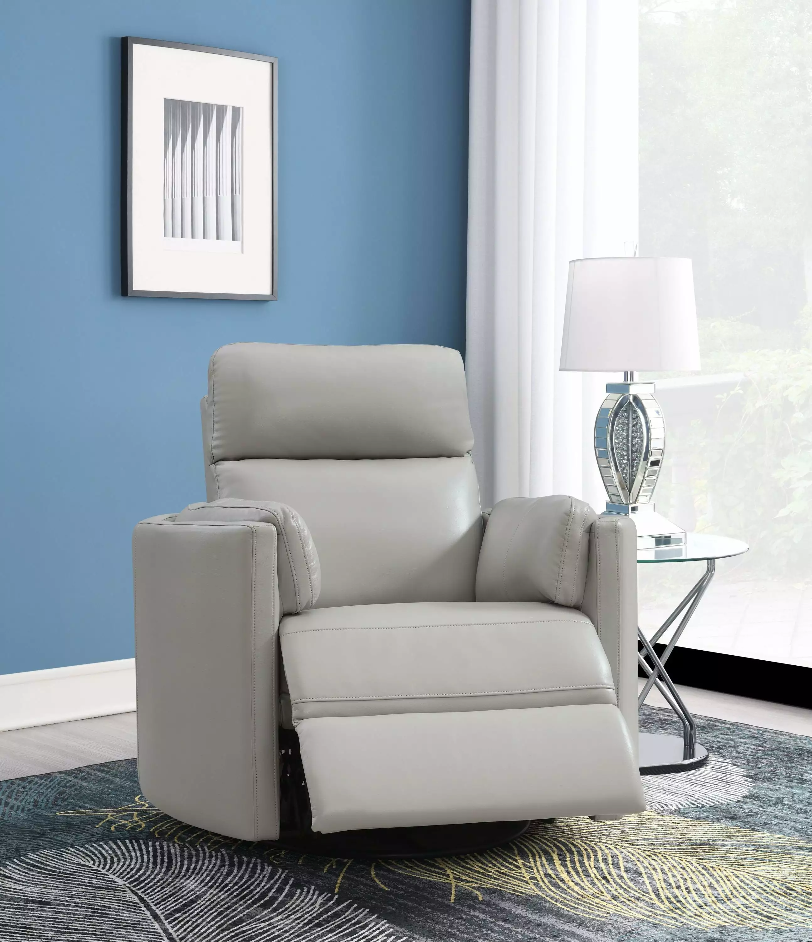 Azalea Glider Recliner Gray Chenille Upholstery Comfortable Living Room Chair Go Green Woods