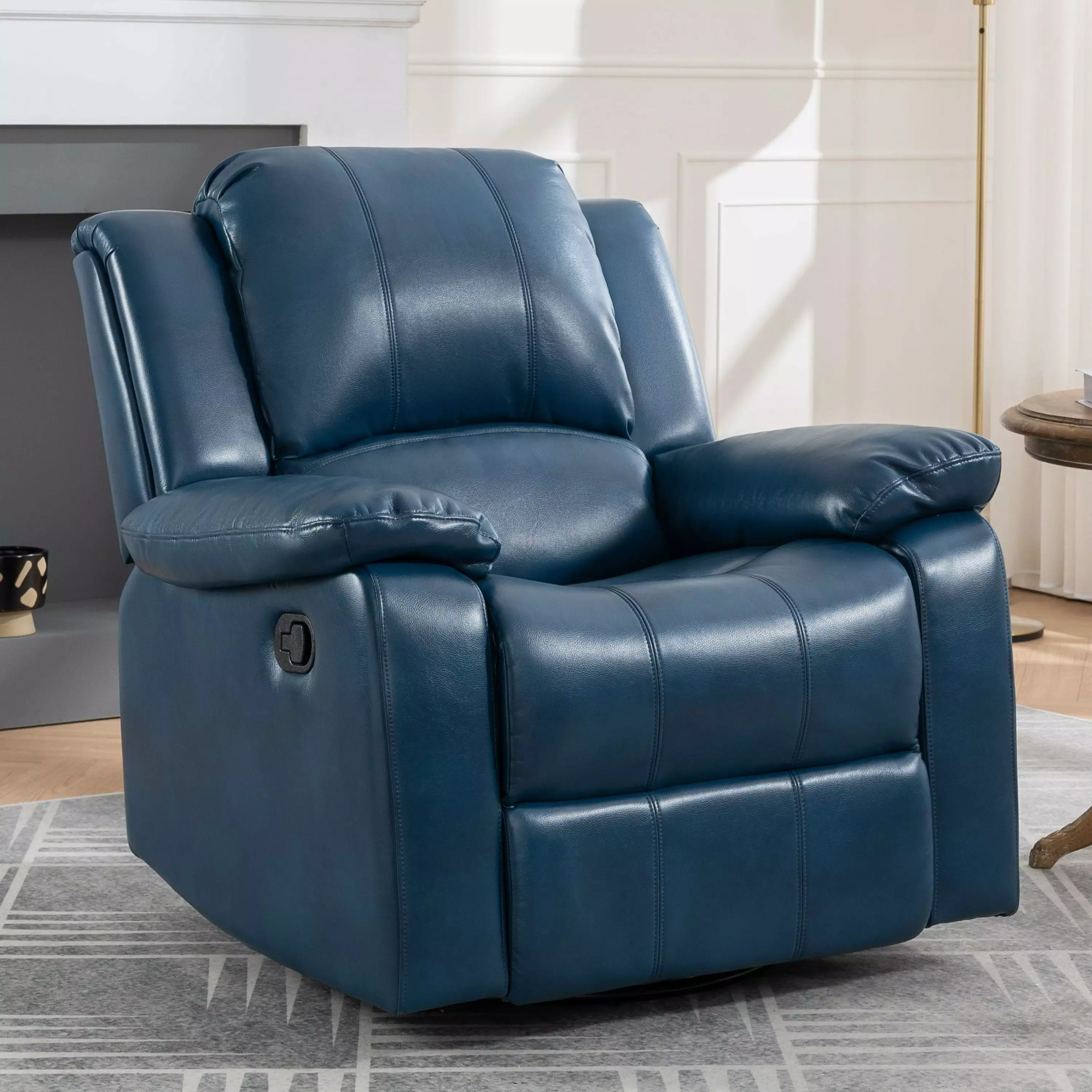 Lawson Swivel and Glider Recliner Chair Navy Blue Living Room Go Green Woods