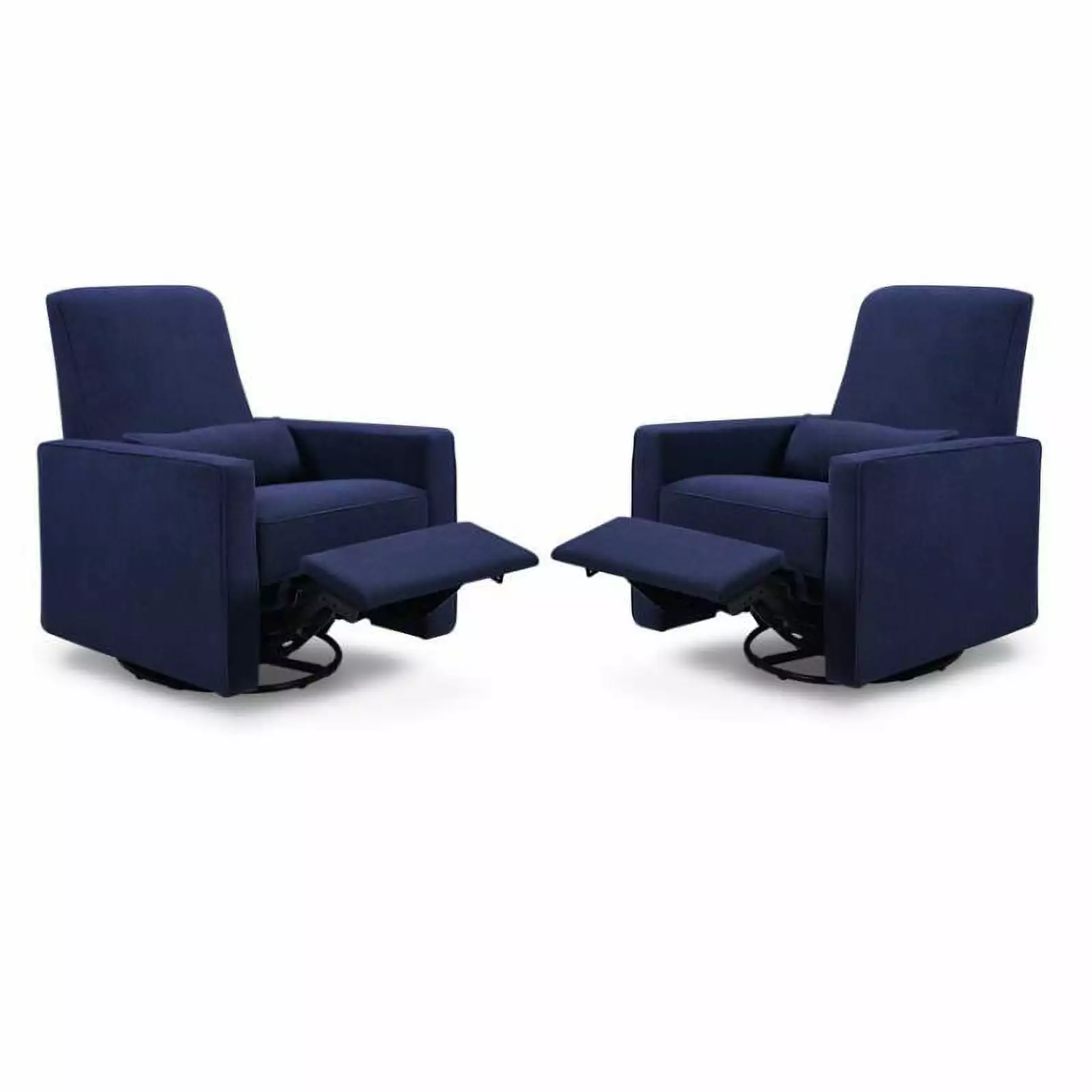 Home Square 2 Piece Recliner and Swivel Polyester Fabric Glider Set Navy