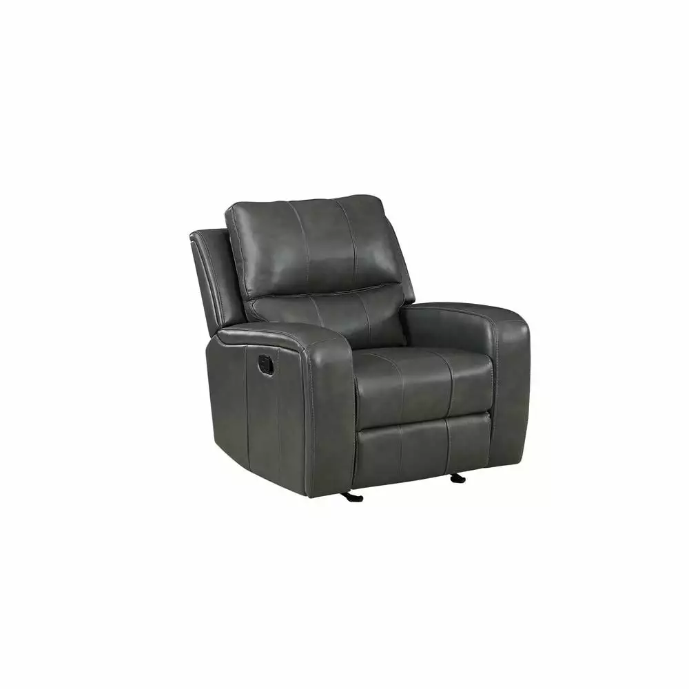 Linton Leather Glider Recliner Gray Classic Comfortable Living Room Furniture New Classic Furniture