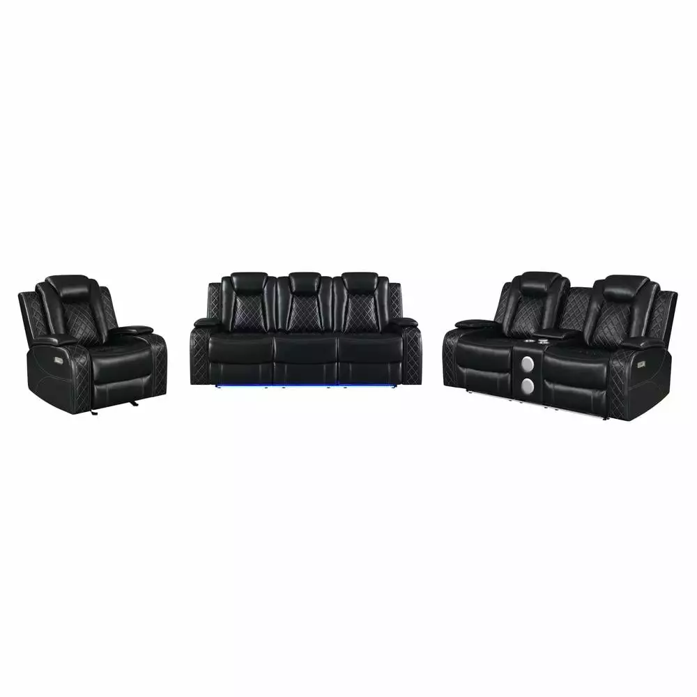 New Classic Furniture Orion Leather Power Glider Recliner Black