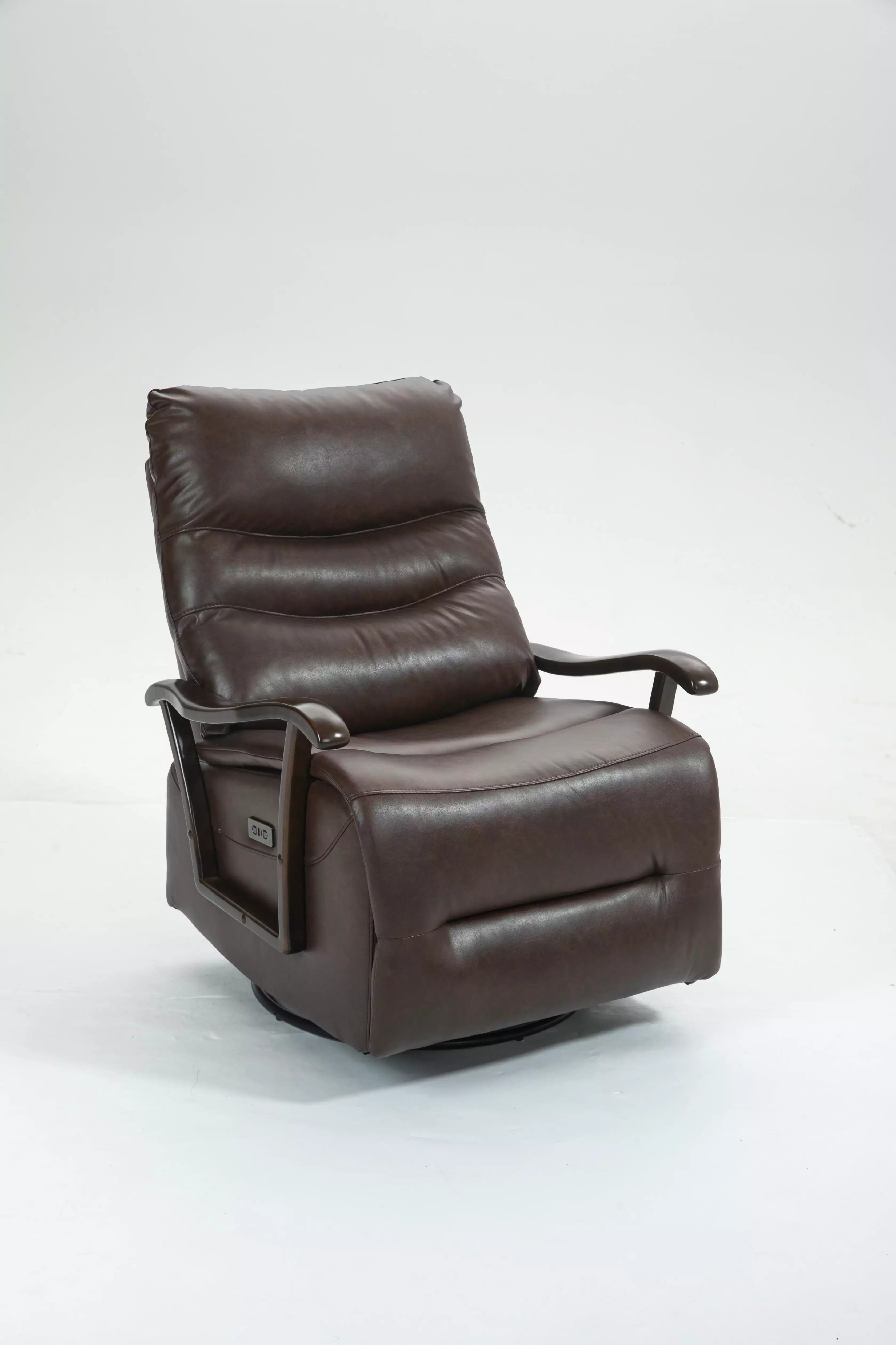 Swivel Rocker Recliner Power Glider Chair Solid Wood Armrests Faux Leather 350 lbs Capacity None