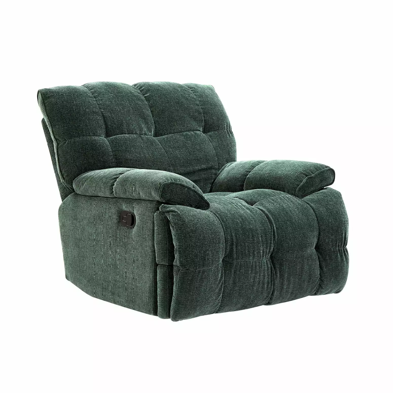 Ergonomic Glider Swivel Chair Overstuffed Rocking Recliner Living Room - Dark Green Polyester Ponnky