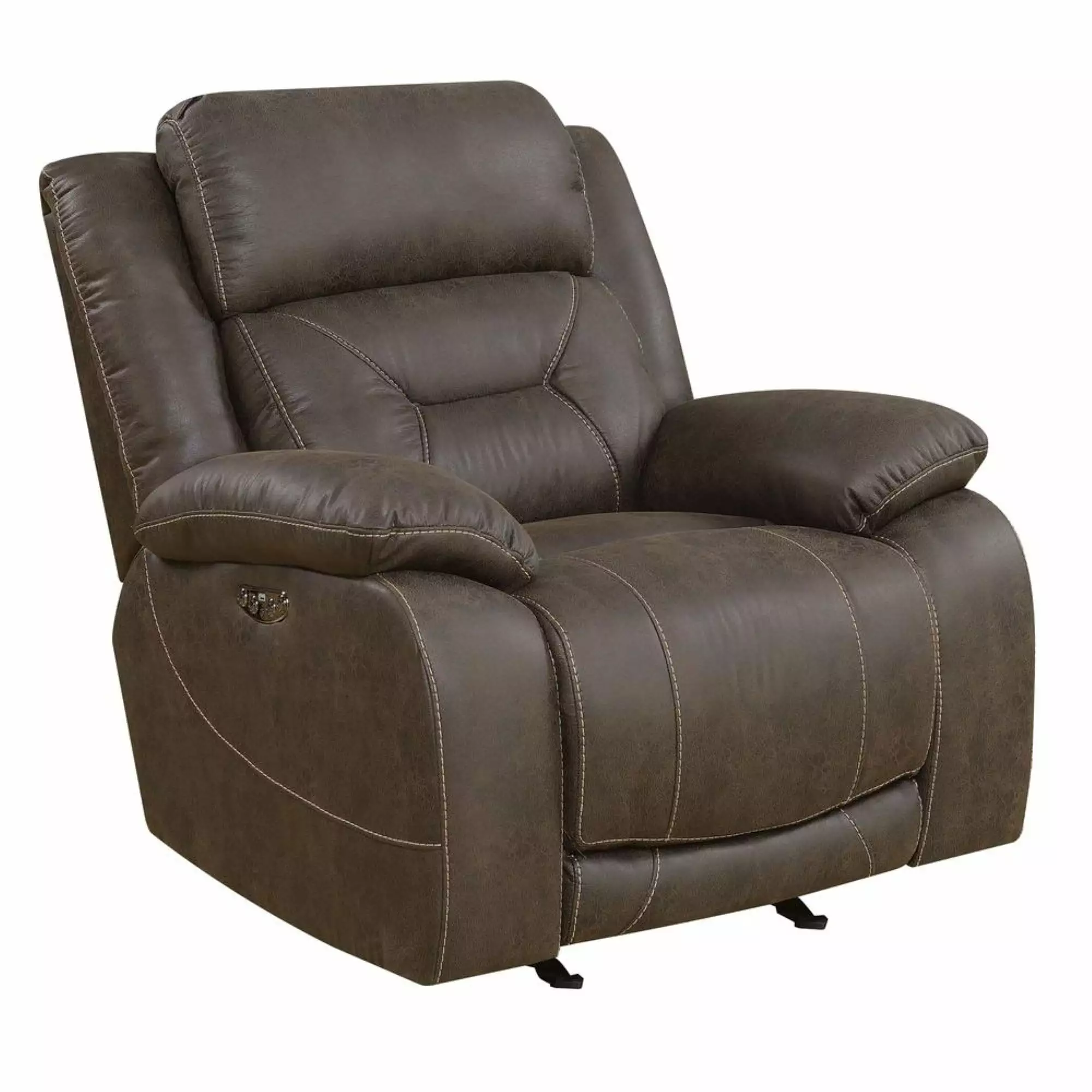 Steve Silver Aria Faux Leather Glider Recliner Saddle Brown Steve Silver Company