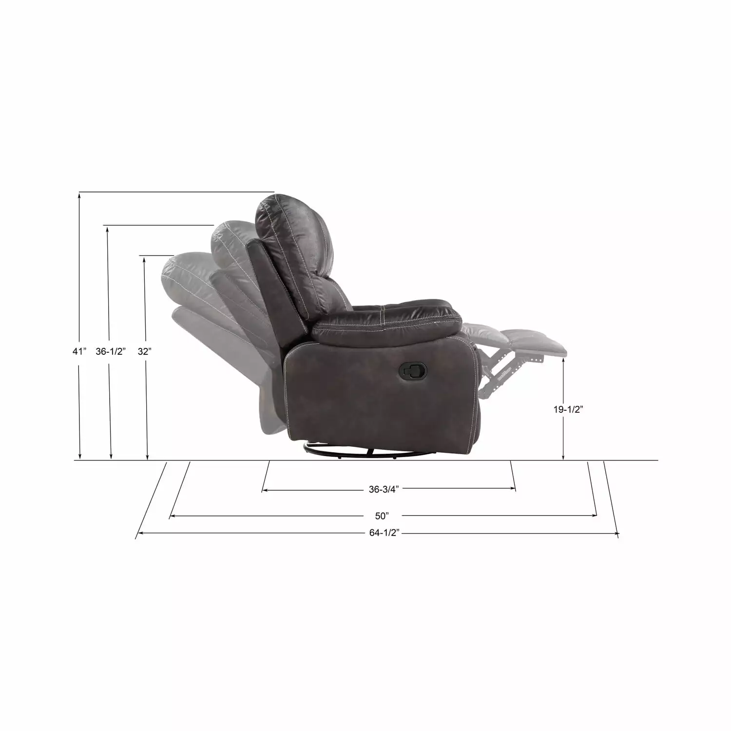 Wallace Bay Hooper Dark Gray Swivel Reclining Glider Swivel Glide and Recline Motion Wallace & Bay