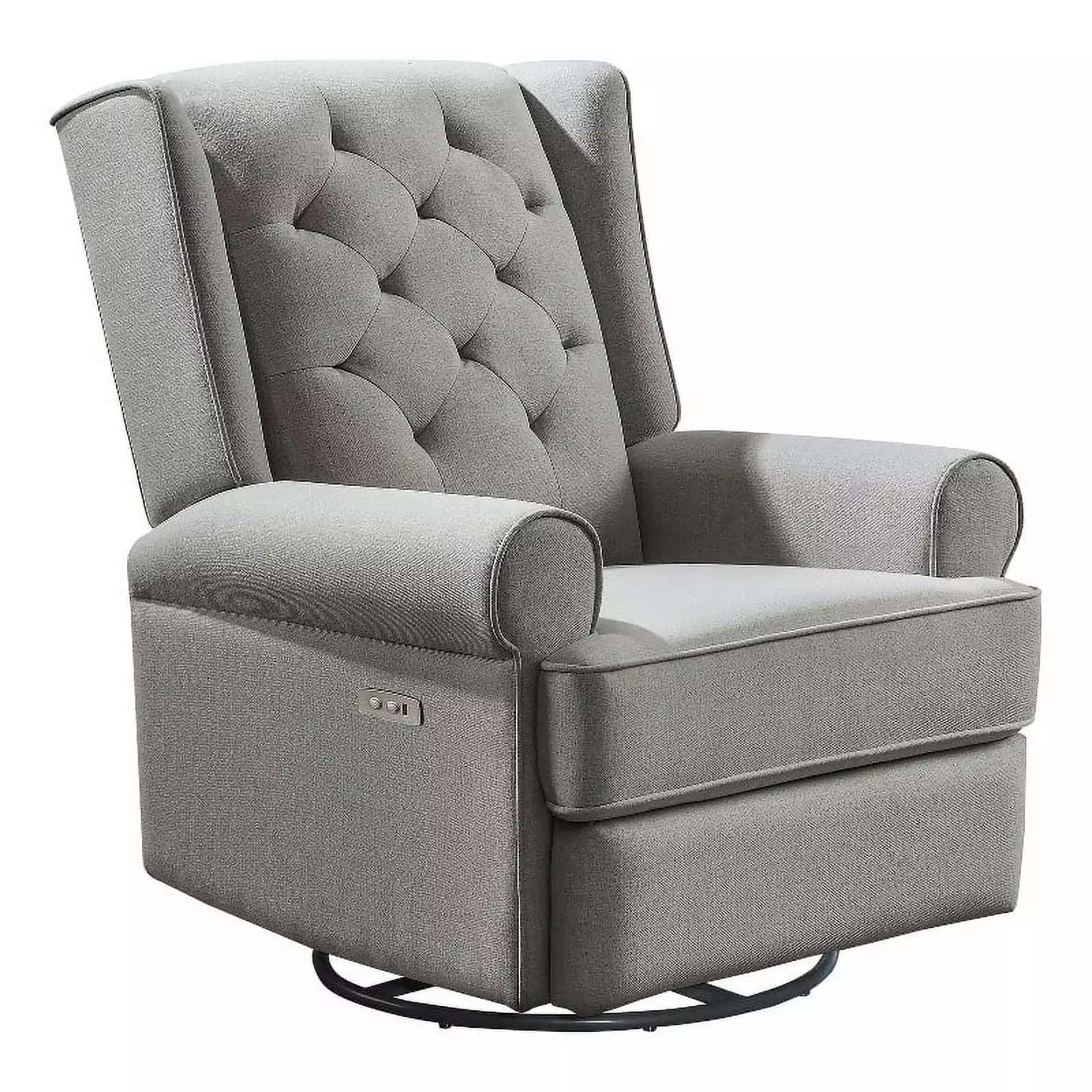 Westwood Design Amelia Traditional Fabric USB Glider and Recliner Charcoal