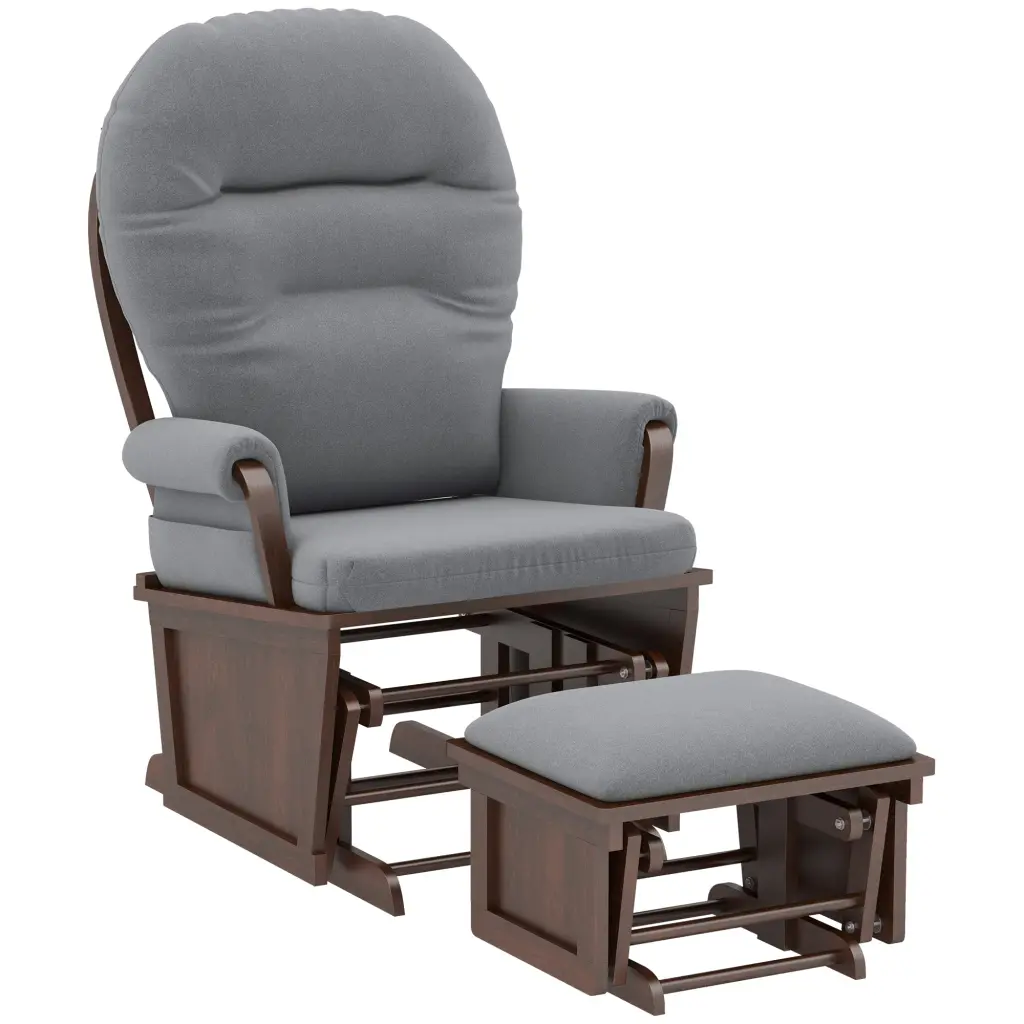 Homcom Nursery Glider Rocking Chair Ottoman and Thick Padded Cushion aosom business