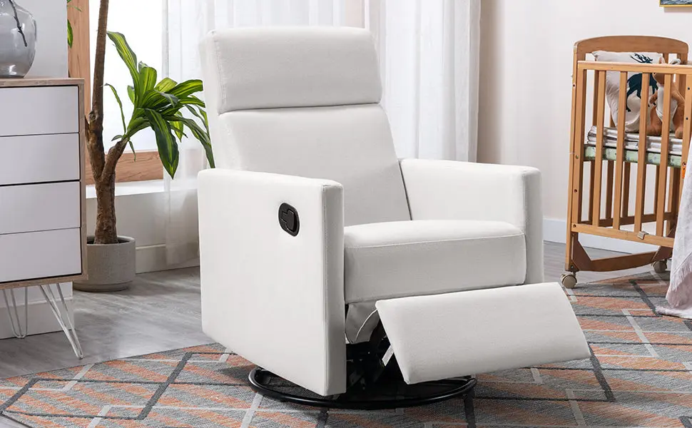 Modern Upholstered Rocker Nursery Chair Plush Seating Glider Swivel Recliner bed best