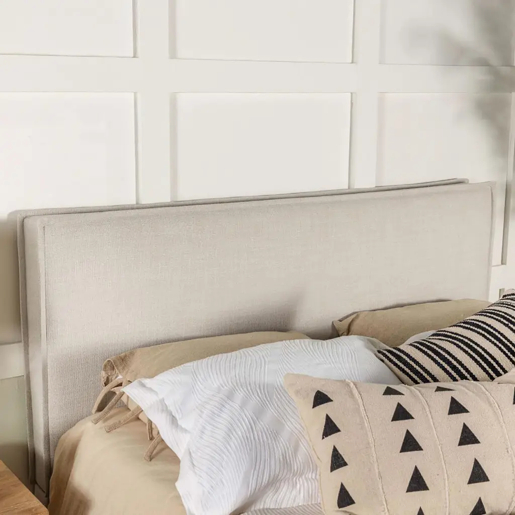 Grey Wood Sand Headboard Flange Contemporary Modern Bedroom Furniture furniture max