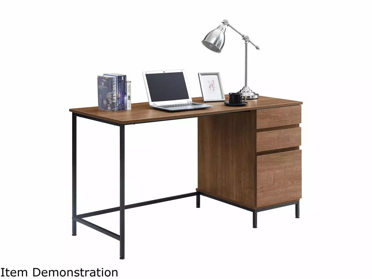 Lorell SOHO 3-Drawer Desk Walnut Finish Home Office