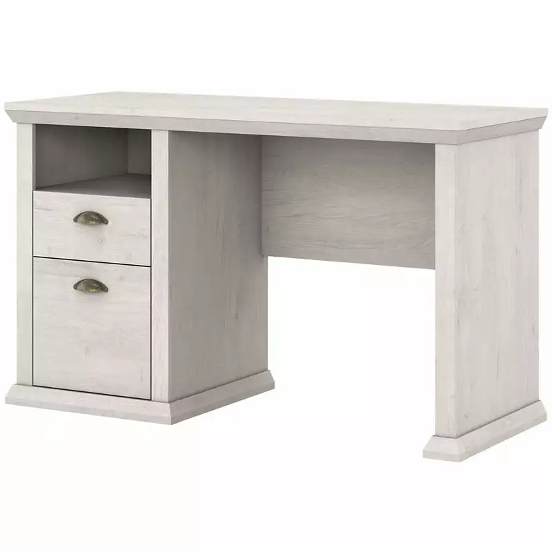 Pemberly Row 50W Home Office Desk Storage Linen White Oak