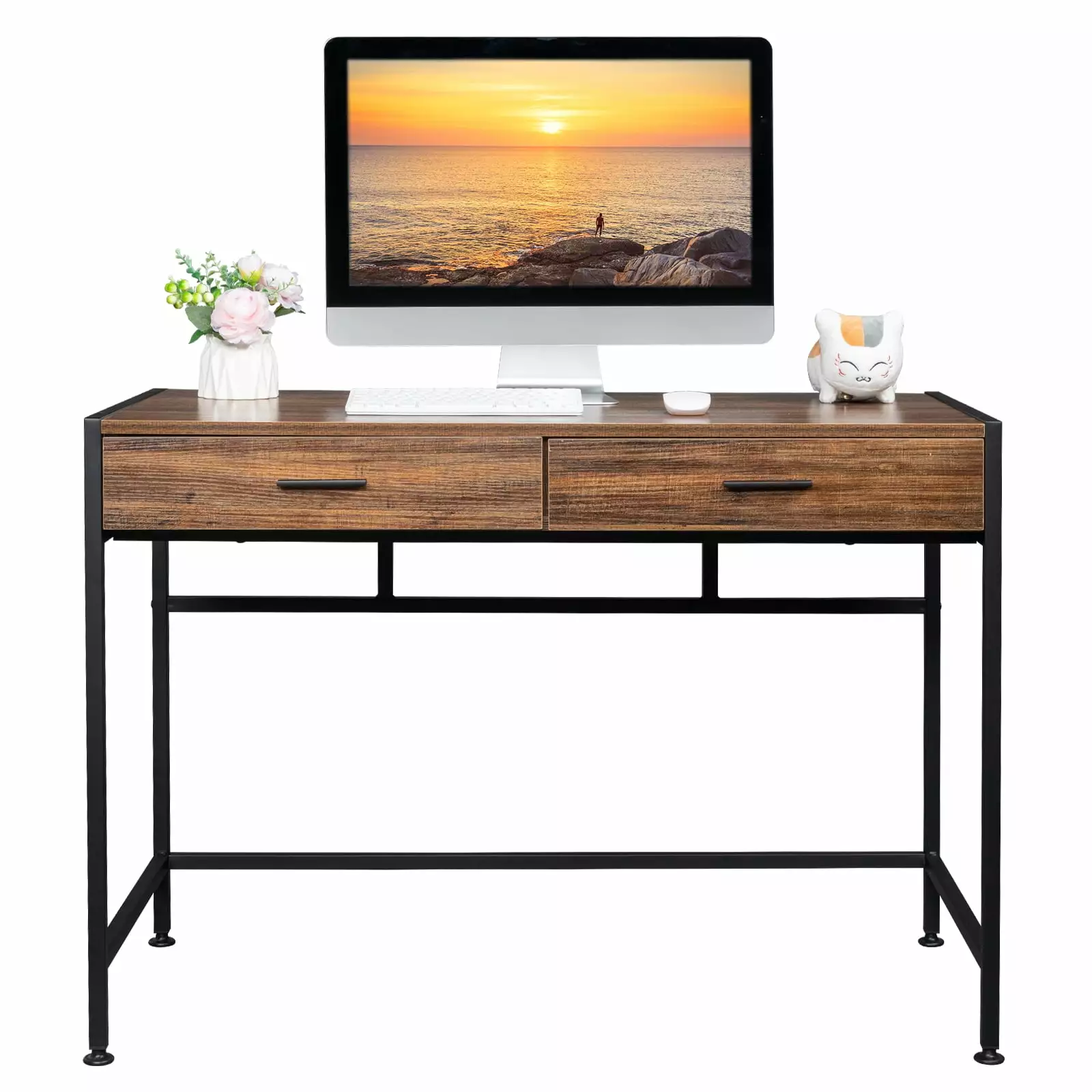 Royard Oaktree Computer Desk 47 Inches Home Office Desk 2 Storage Drawers Study Writing Table