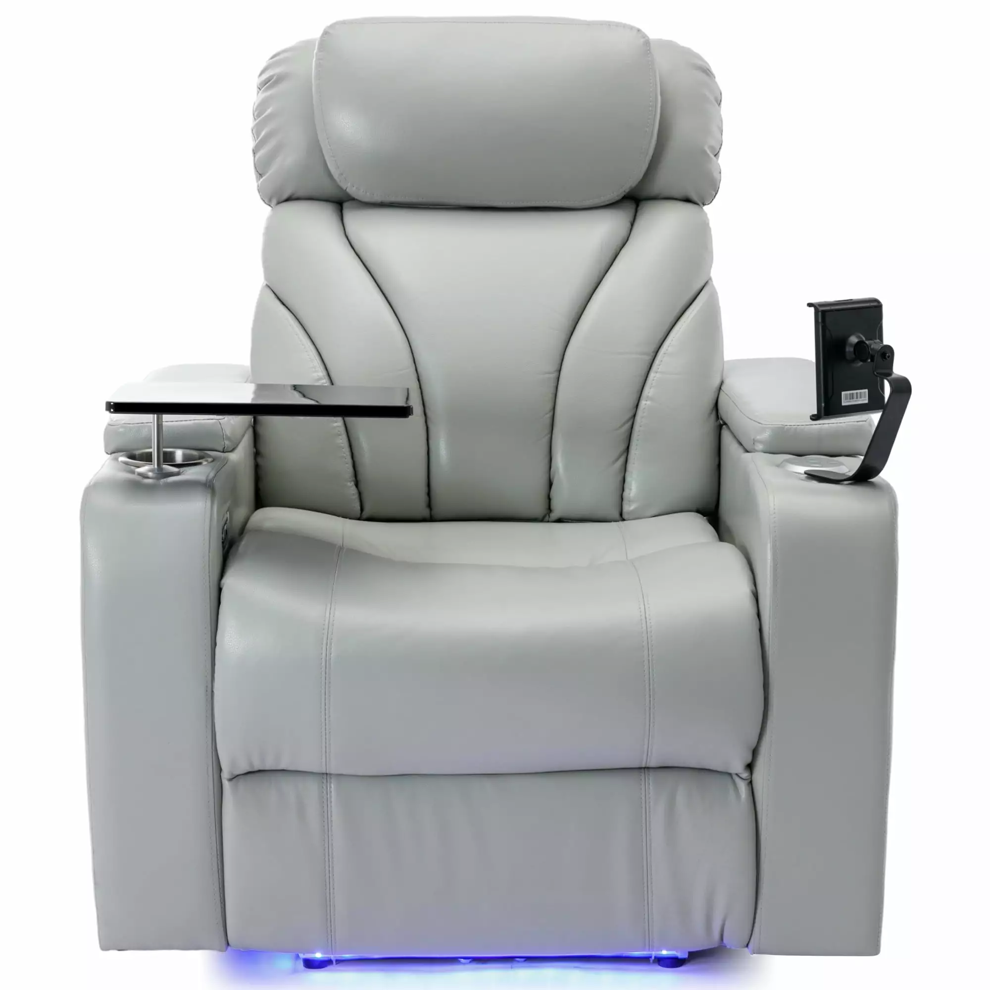 Homiyad Power Motion Recliner USB Charging Port and Hidden Arm Storage Home Theater Seating Cup Holder Light Grey