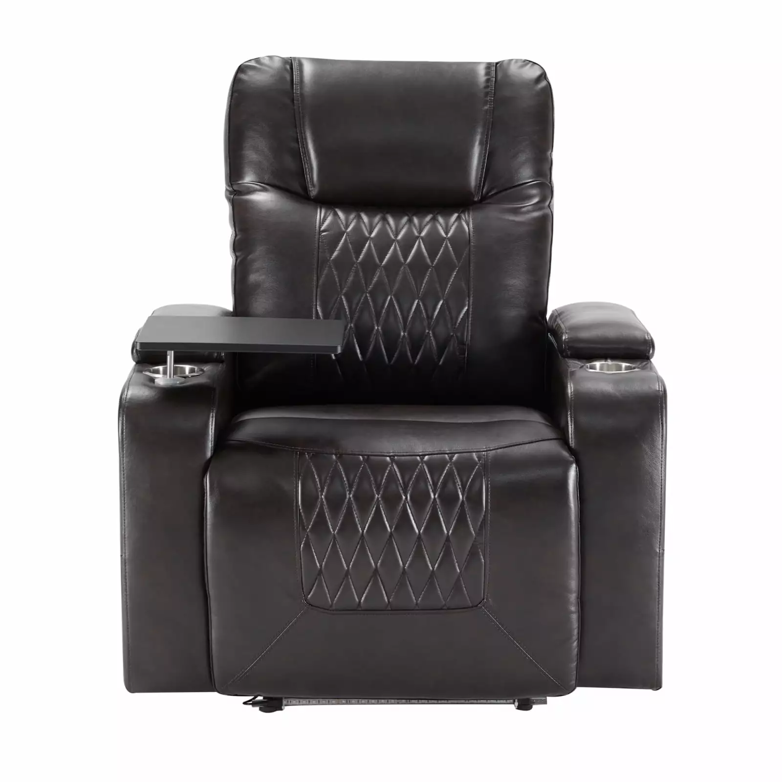 Sleek Black Power Motion Recliner USB Port and Hidden Storage - Home Theater Seating Cup Holders Wodine