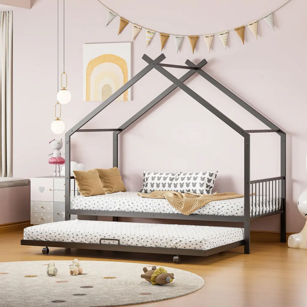 Twin Size Metal House Bed Twin Size Trundle Black Twin Black Metal Bed Frame lucky world