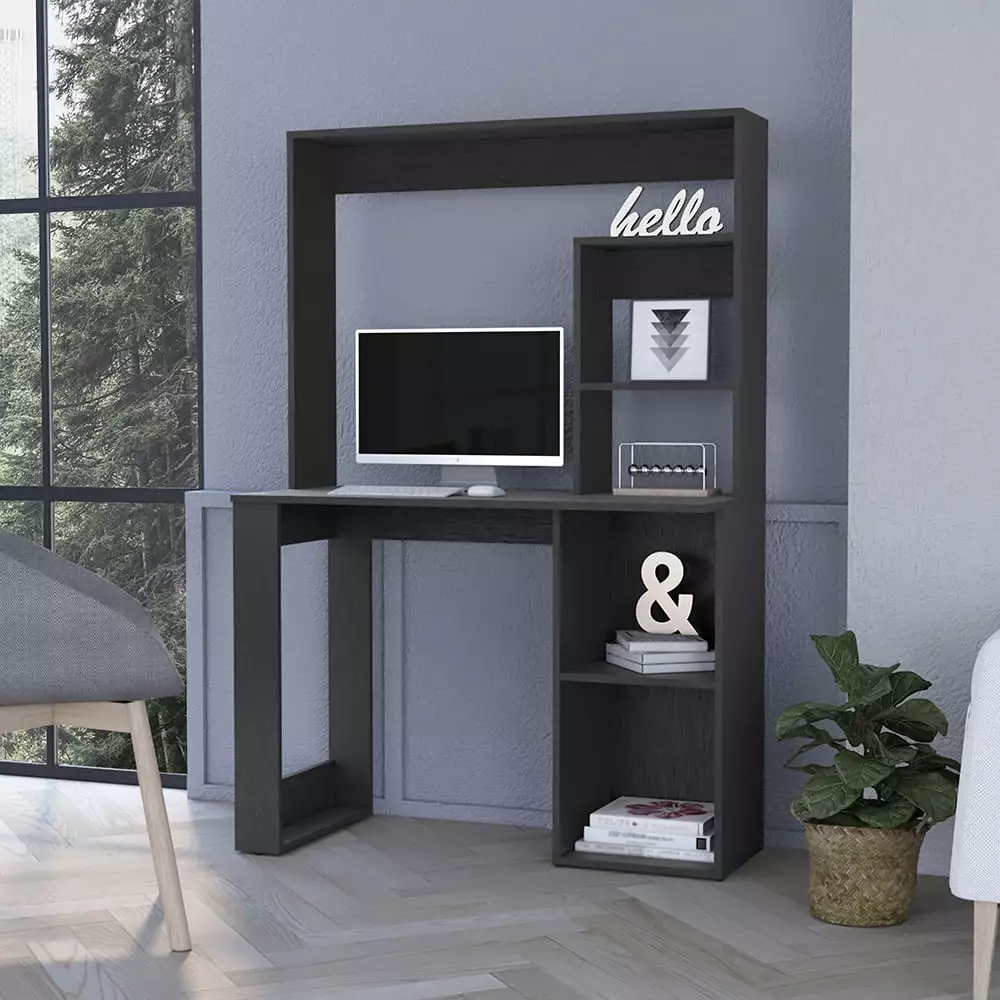 DeeHome Desk Ryndon Hutch Black Wengue Finish