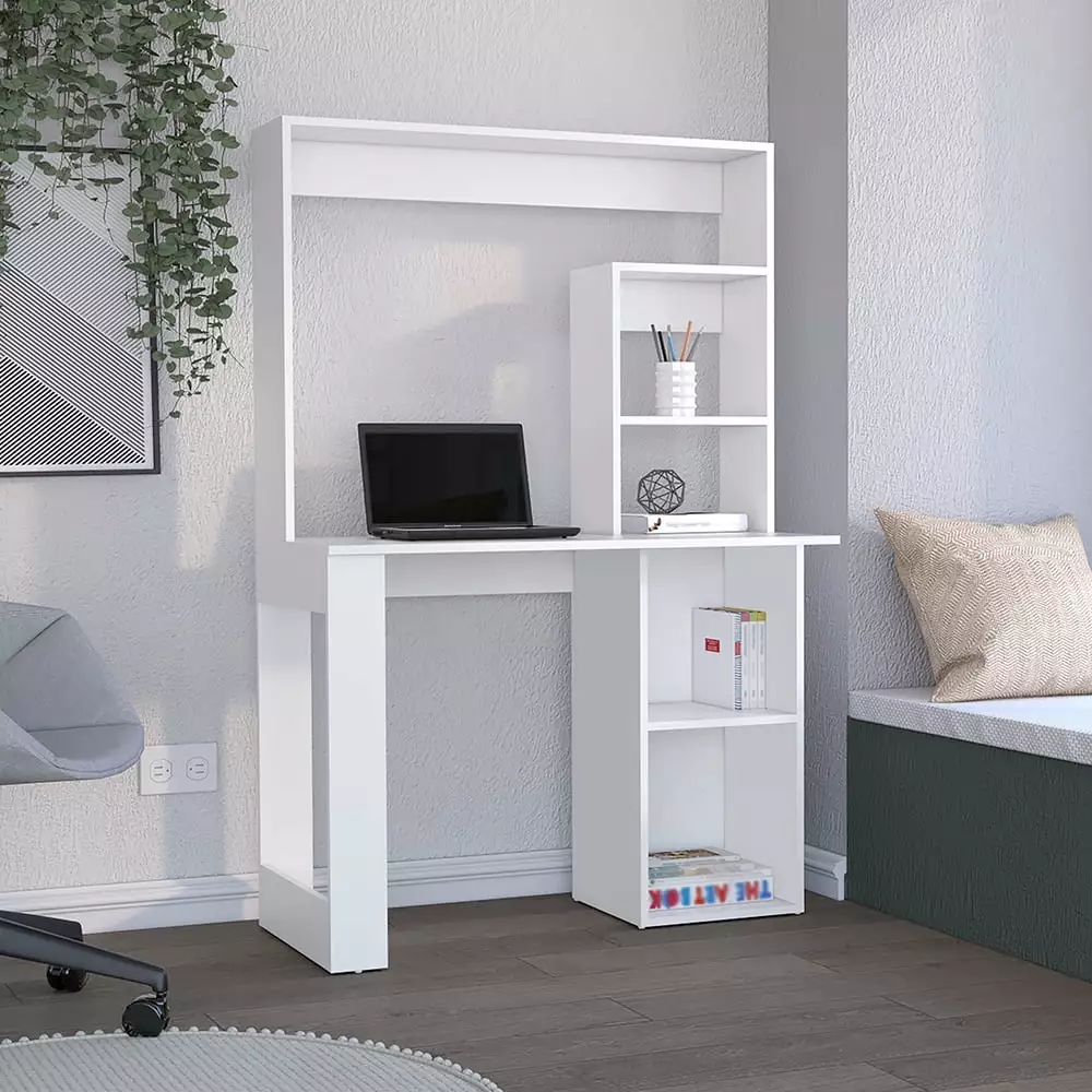 DeeHome Desk Ryndon Hutch White Finish