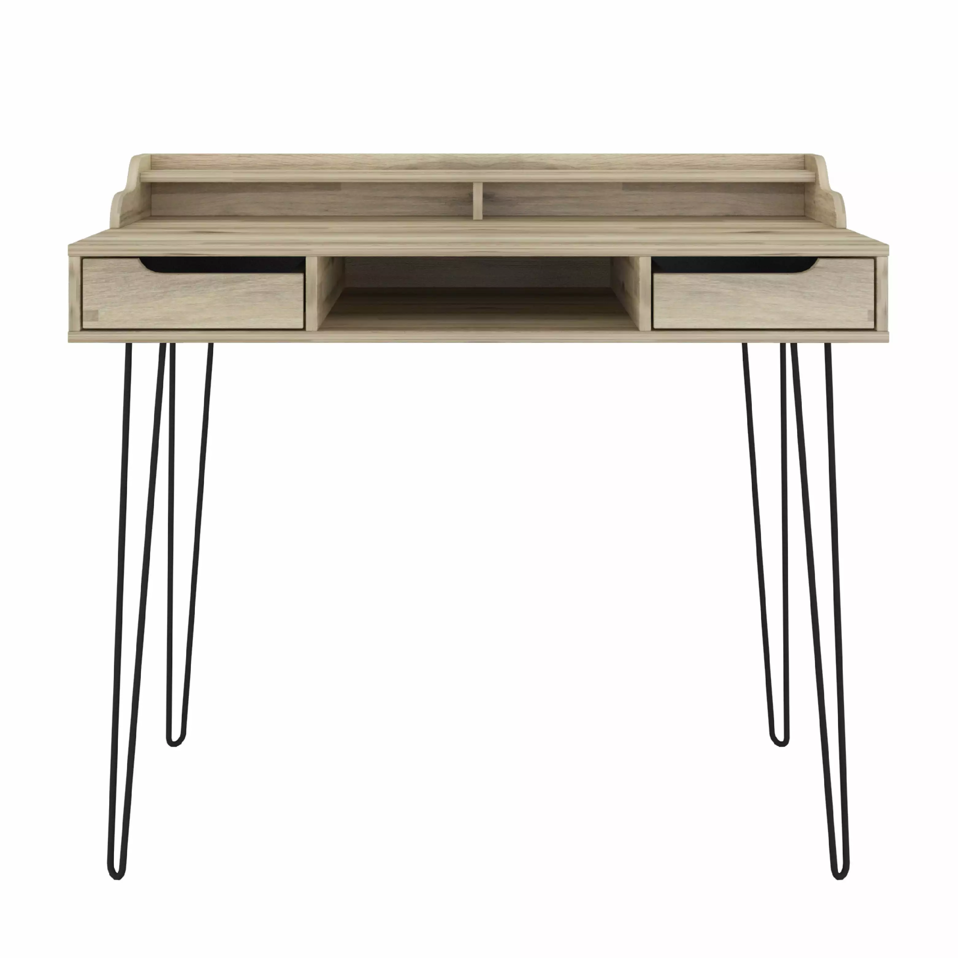 Modesto Hutch Desk Oak Finish Storage Space DG Casa
