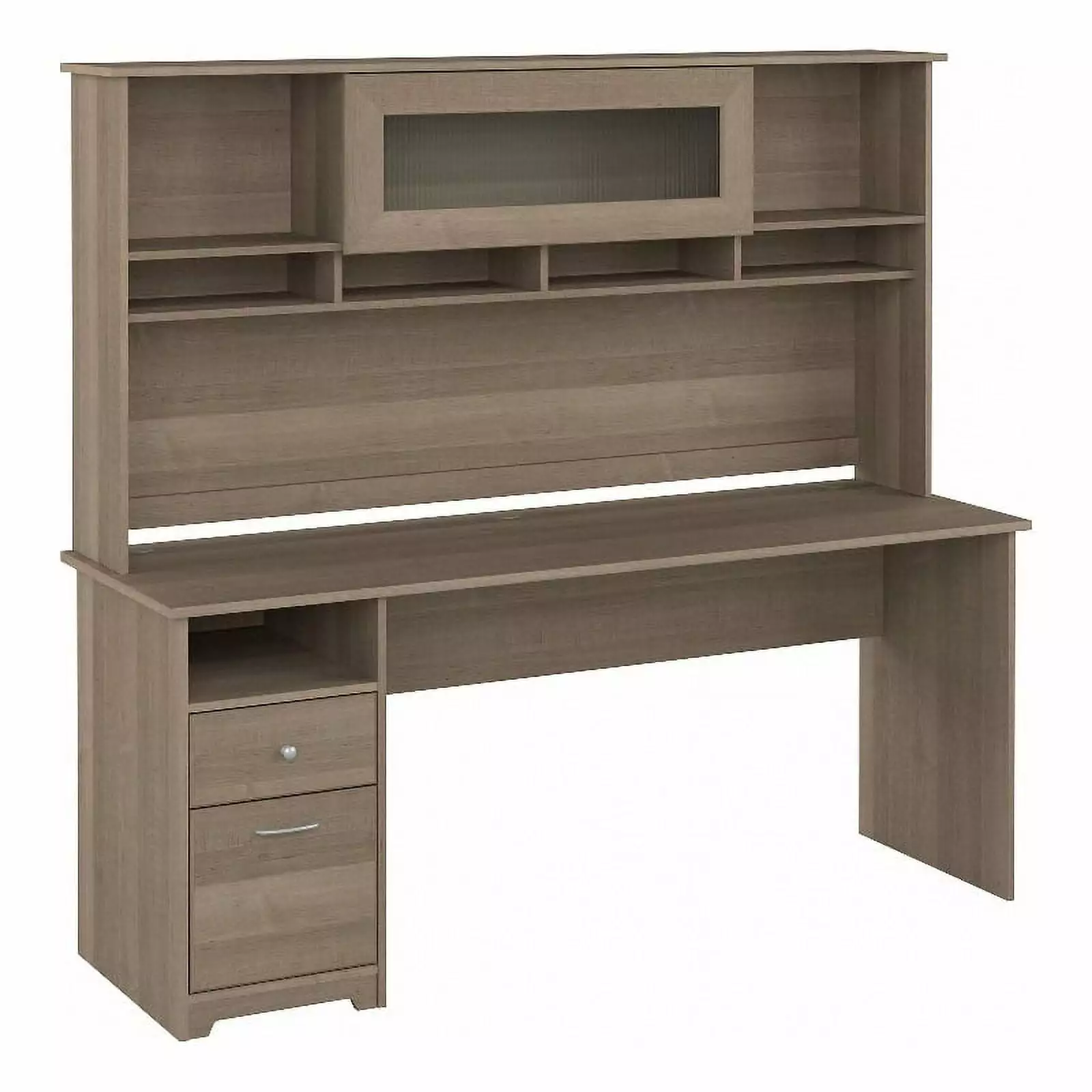 Pemberly Row 72W Computer Desk Hutch Ash Gray - Engineered Wood