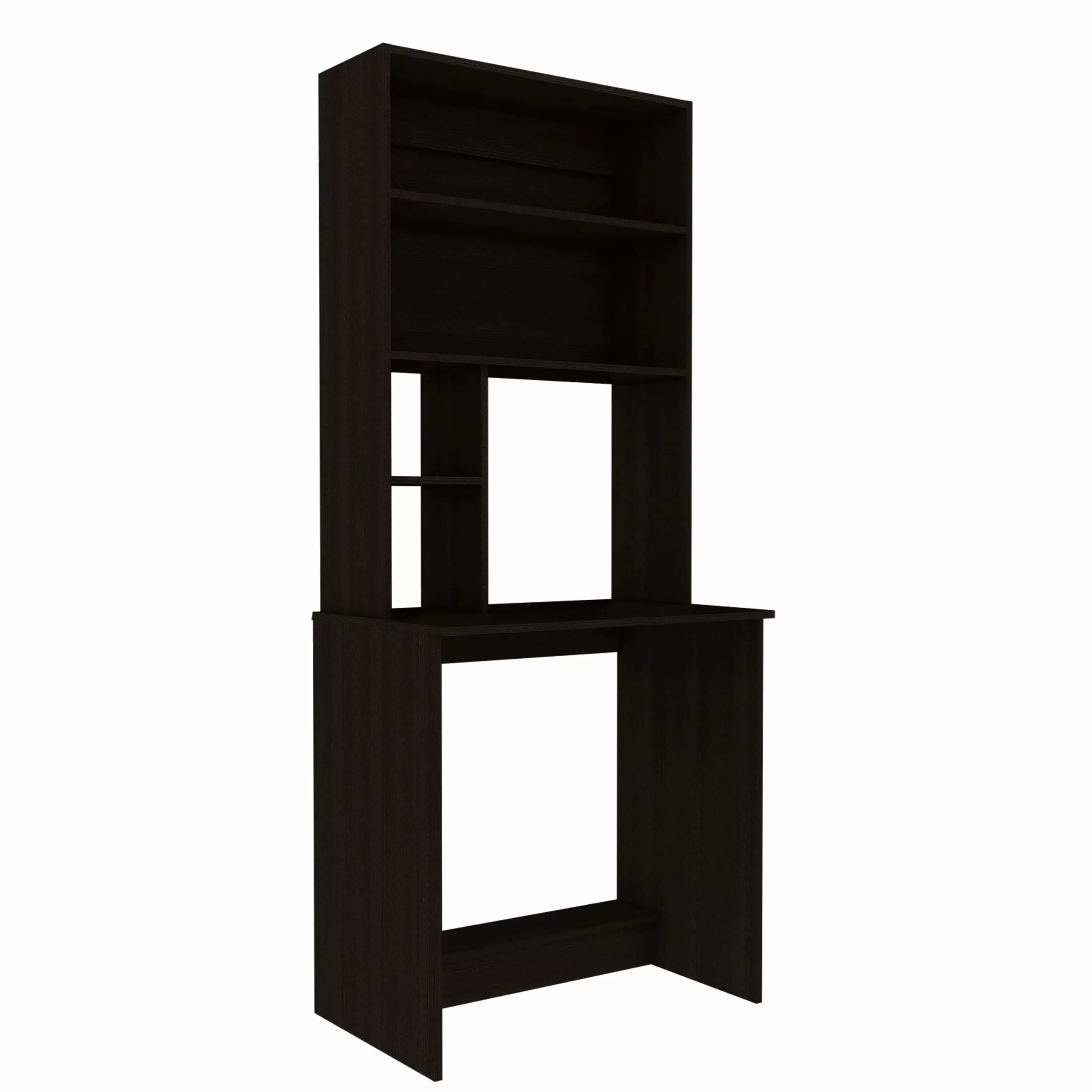 Compu Hutch Desk Four Shelves Writing Desk Lower Shelf Home Office Storage Solution TUHOME Furniture
