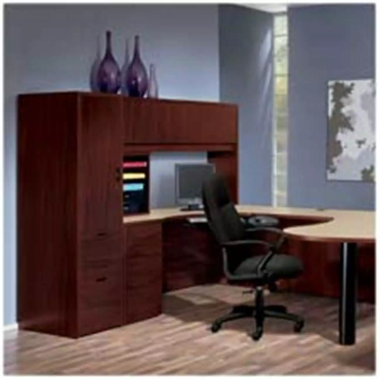 HON Stack-On Mahogany Storage Hutch 48x14x37 Office Organization