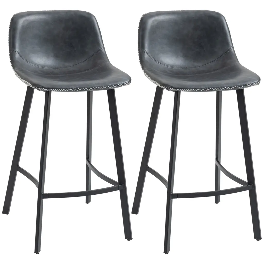 Homcom 27.25 Counter Height Bar Stools Industrial Kitchen Stools Upholstered aosom business