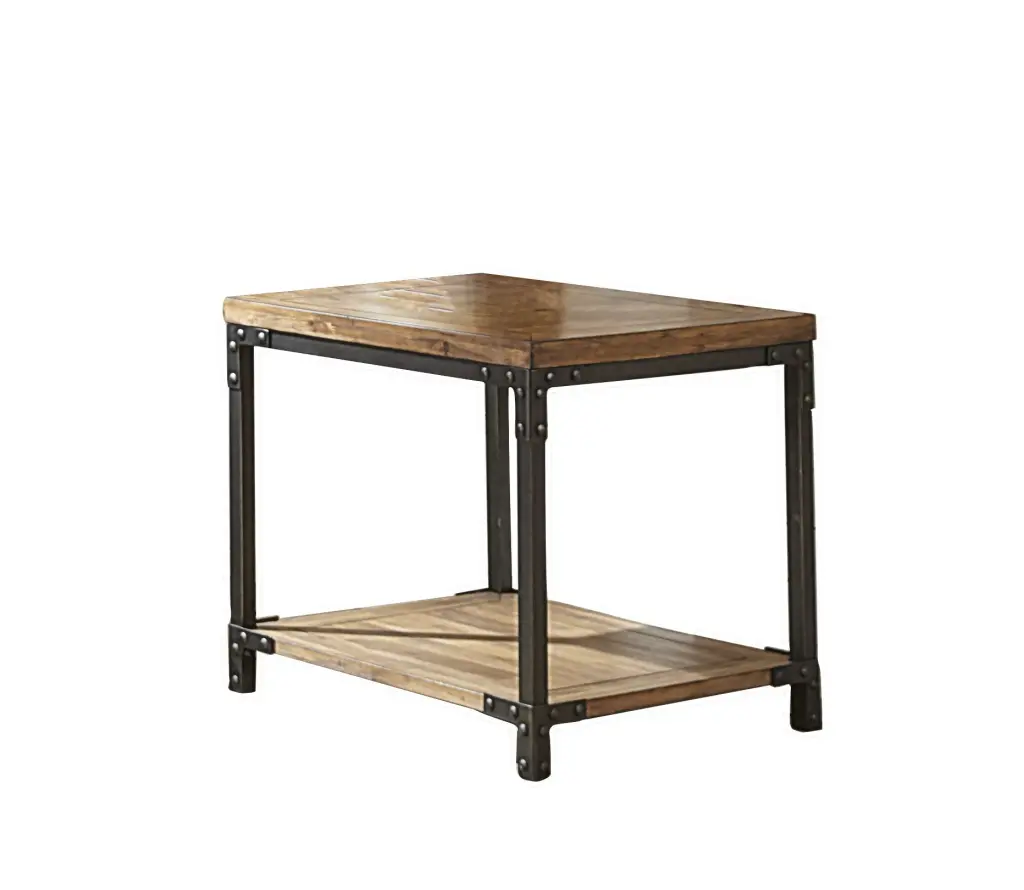 Space-saving Industrial Coffee Table Antiqued Honey Finish Black Metal Frame steve silver furniture