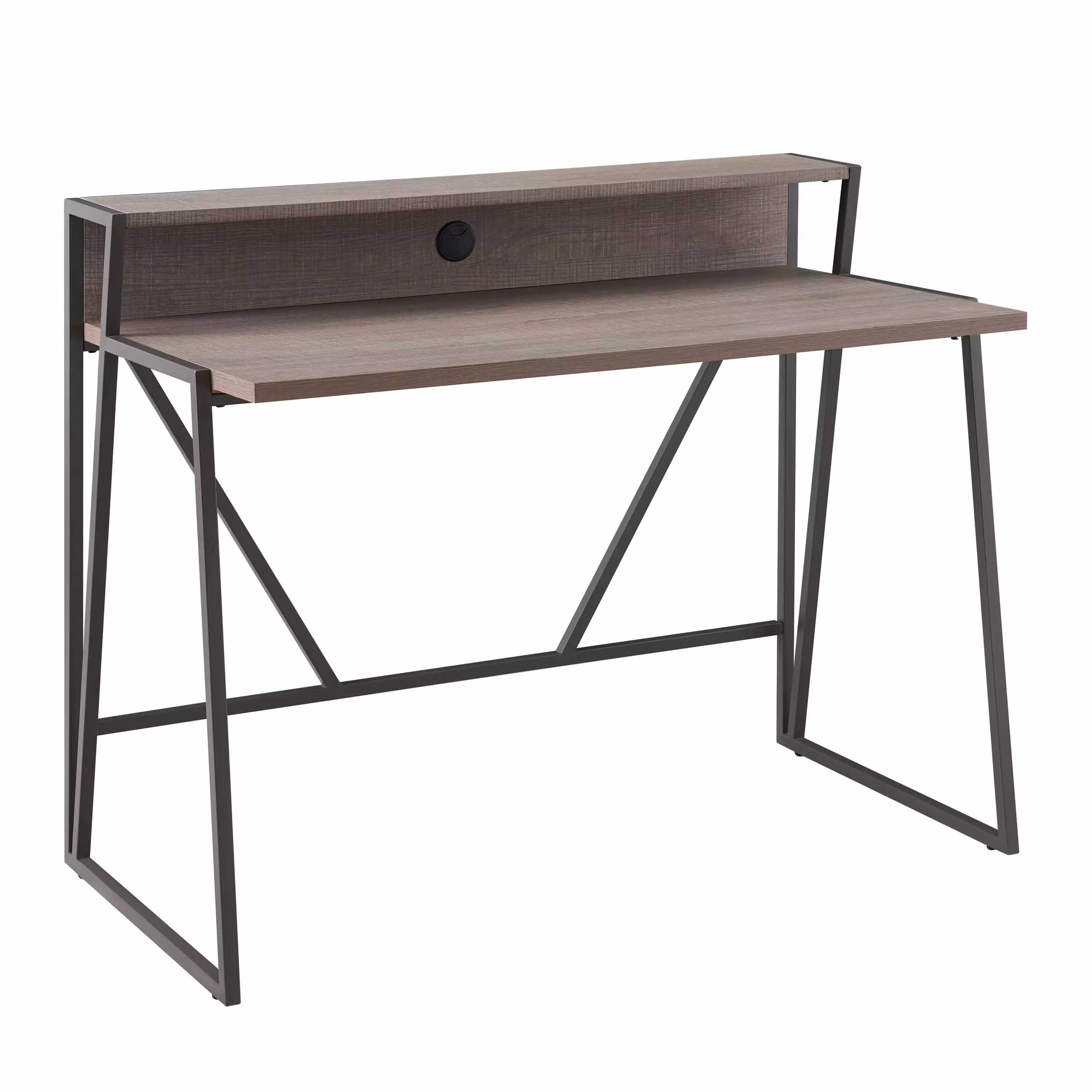 Fletcher Desk Roughsawn Oak and Gunmetal - Modern Industrial Office Desk Design House