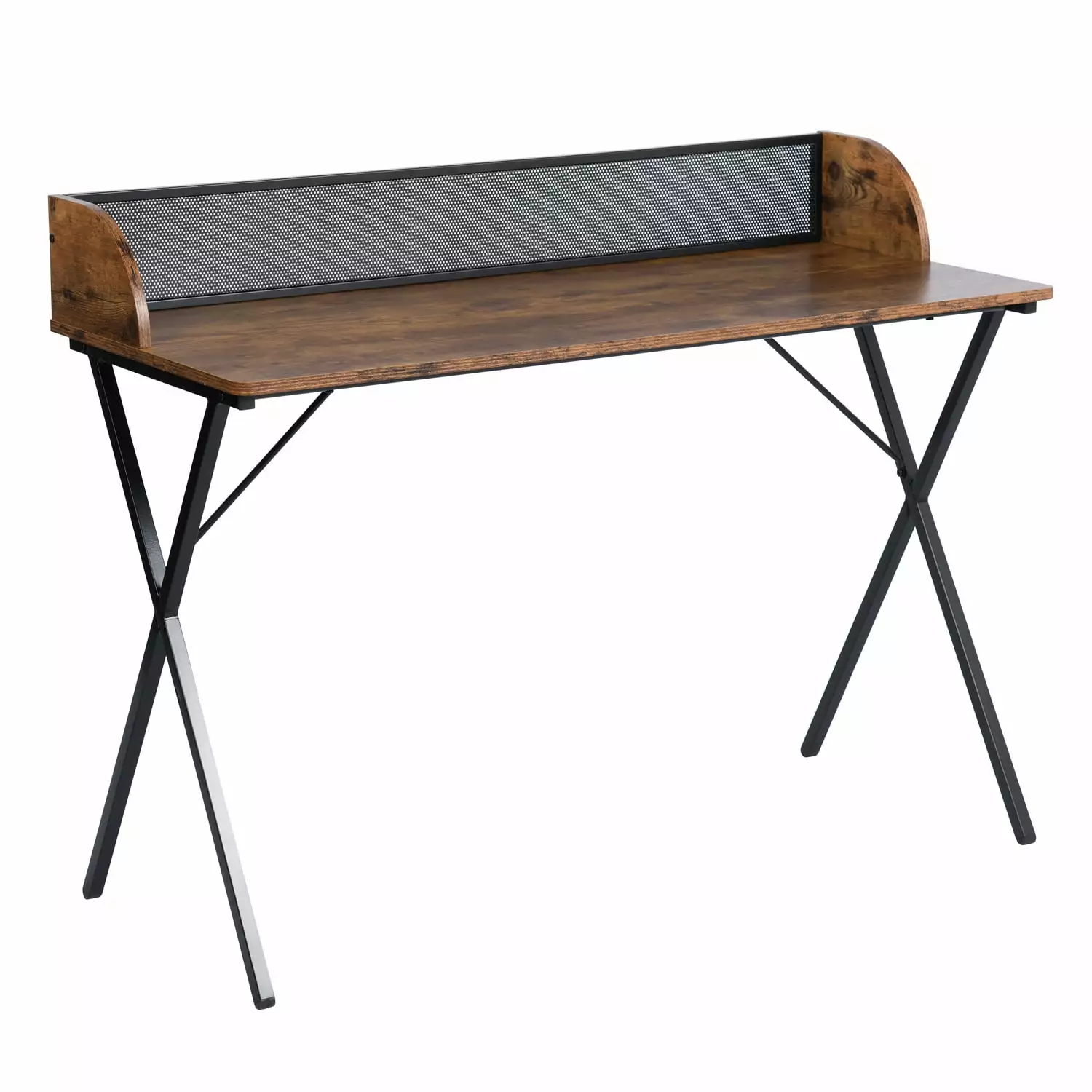 DLPIN 47.2 Computer Desk Metal Frame Industrial Study Home Office Writing Desk Brown Black