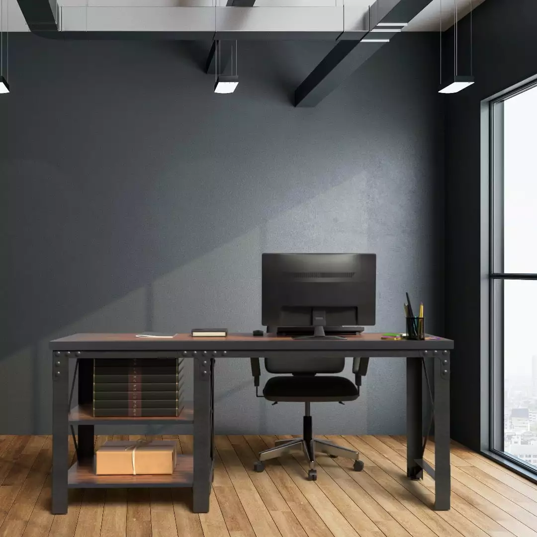 Duramax Weston 72 Industrial Metal & Wood Desk Shelves