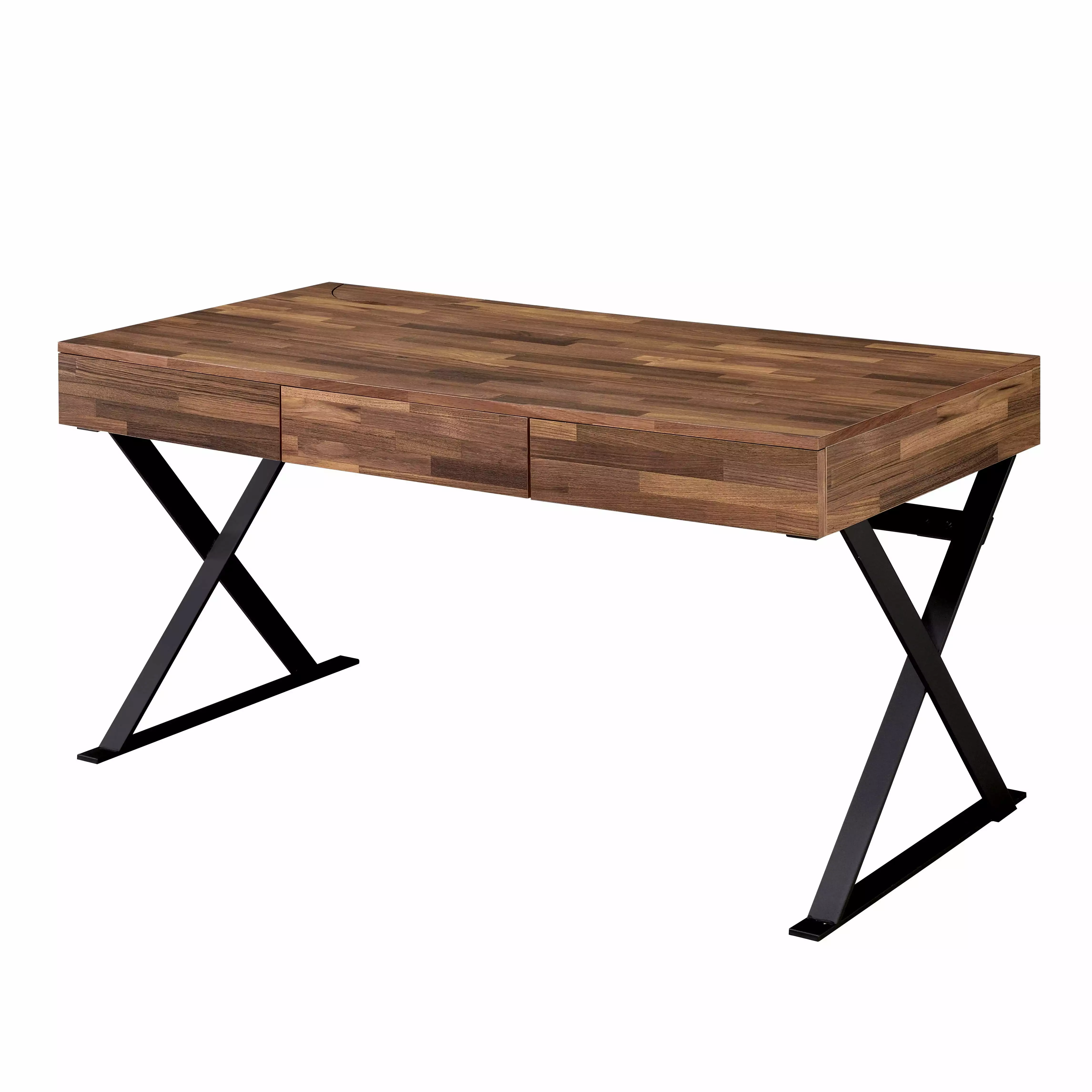 Furniture America Riley Industrial Multi-Tone Desk Oak Wood Finish and Sand Black