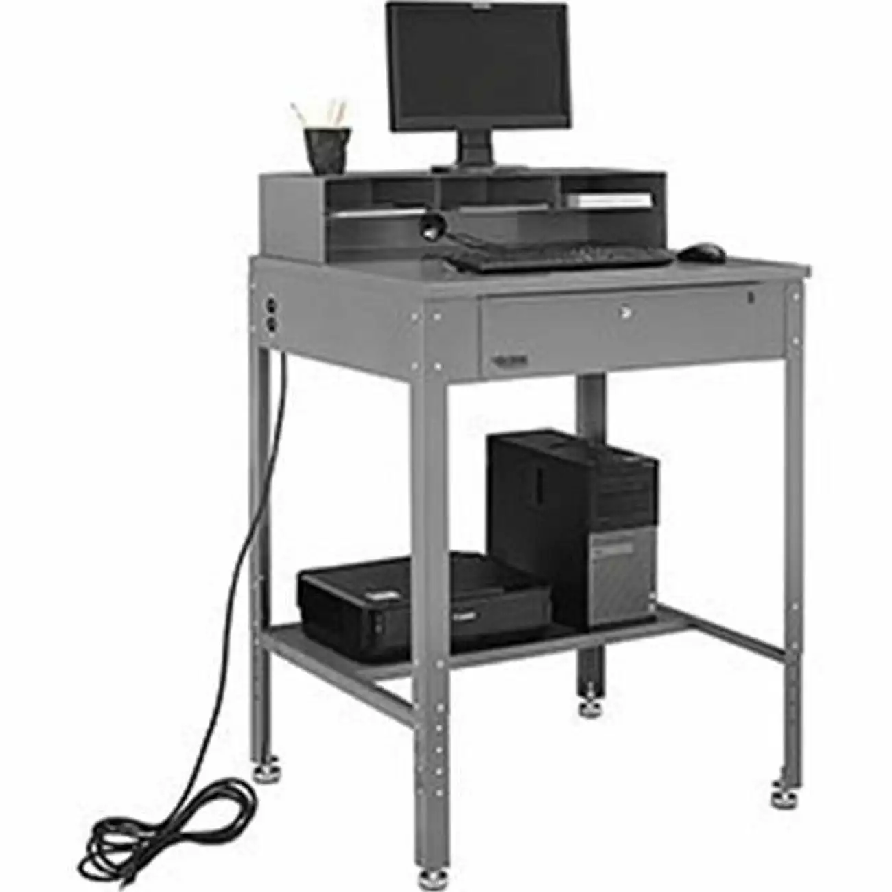 Global Industries 319392 Shop Desk Pigeonhole Compartments Gray Work Desk