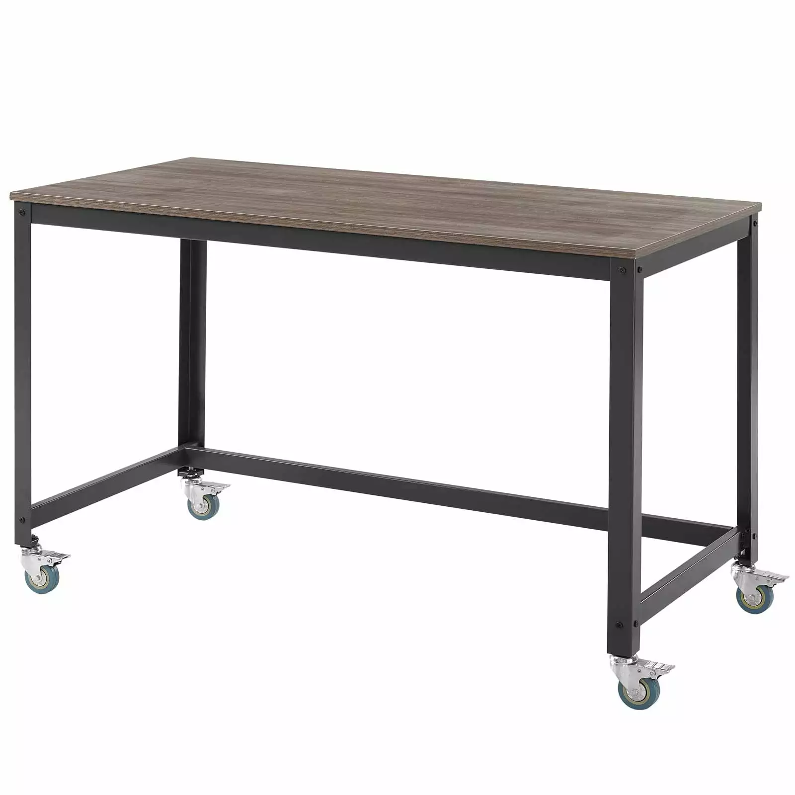 Industrial Country Cottage Farm Desk - Black Wood Metal Steel Home Office Furniture Mod