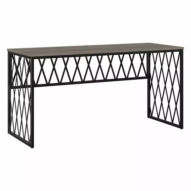 Pemberly Row 60 Inch Industrial Writing Desk Driftwood Gray Engineered Wood