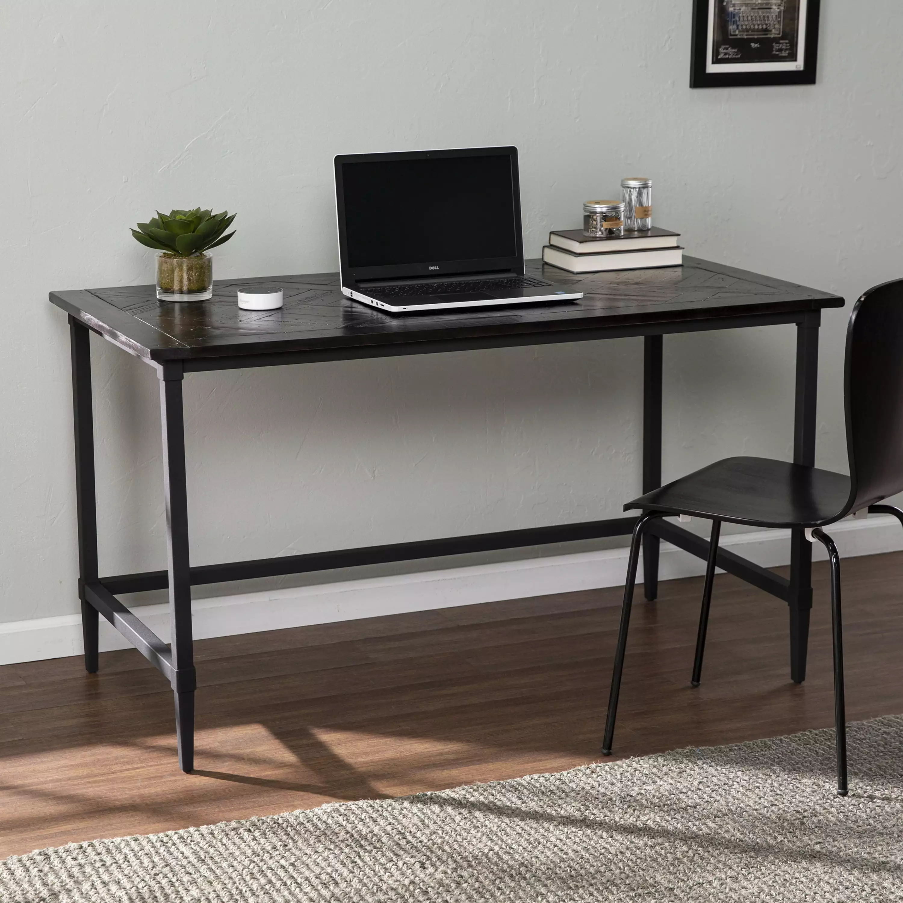 Southern Enterprises Lawrentel Industrial Modern Farmhouse Reclaimed Wood Desk Black