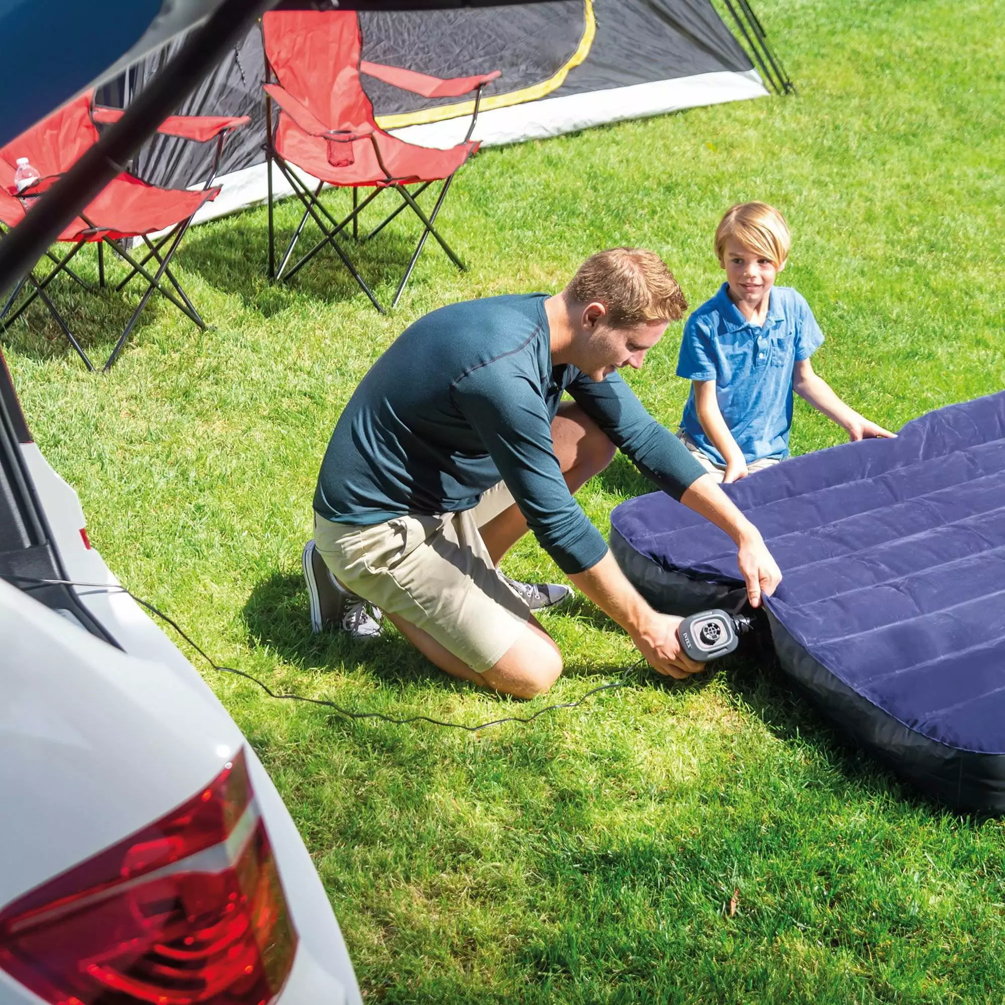 INTEX Inflatable Sectional Sofa 12V Quick-Fill Corded Electric Air Pump Indoor Outdoor Use