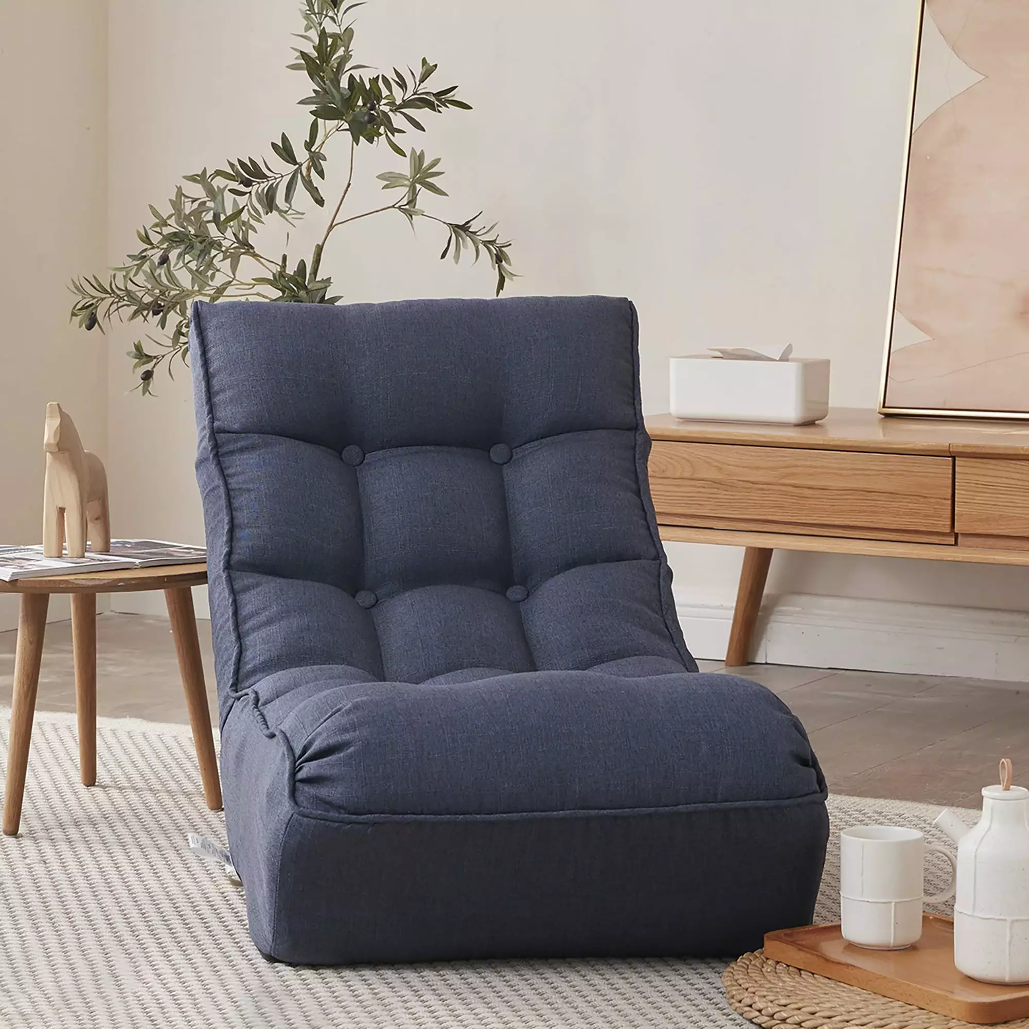 Single Sofa Recliner Japanese Tatami Lounger - Adjustable Balcony Lounge Sofa Chair JIFGS