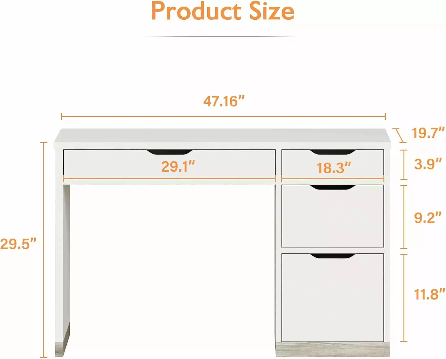 FHWMWHC White Desk - Small Desk 4 Storage Drawers Kids Bedroom or Home Office