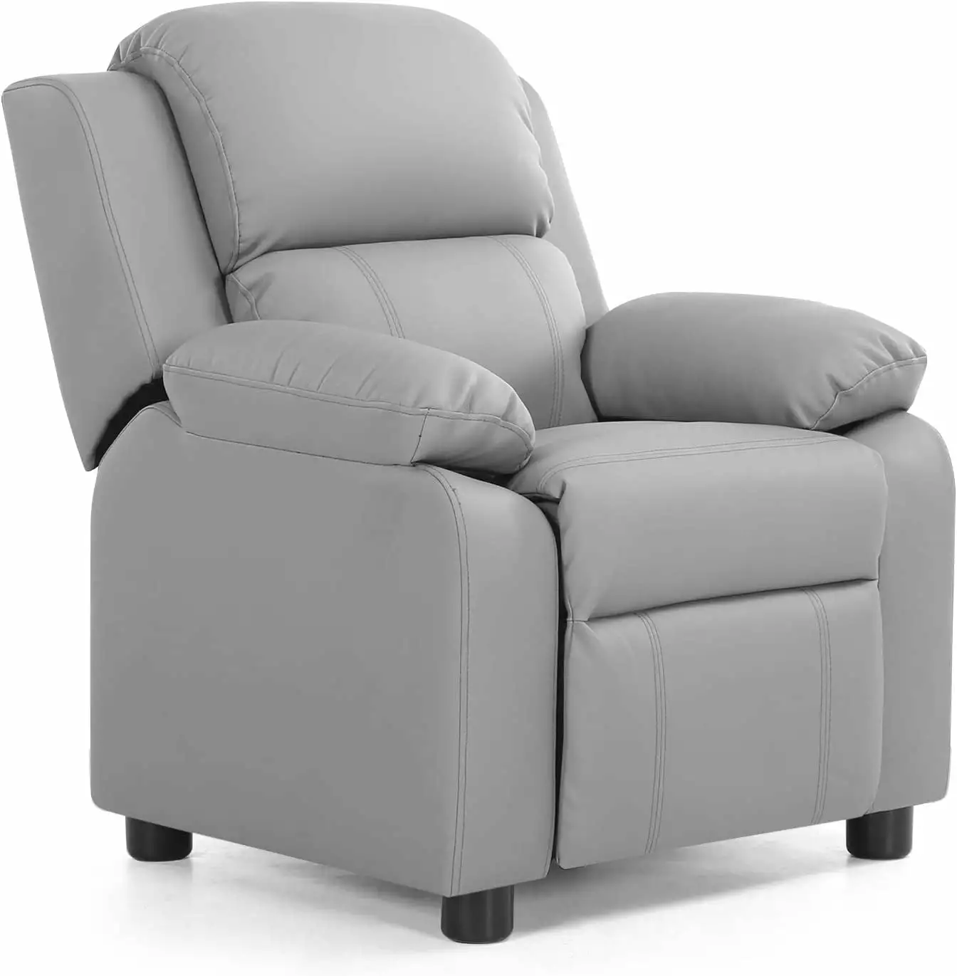 Kids Recliner Leather Lounge Chair Footrest Armrest Headrest Lumbar Support Ergonomic Toddler Sofa Armchair Gray RUIHONGQING