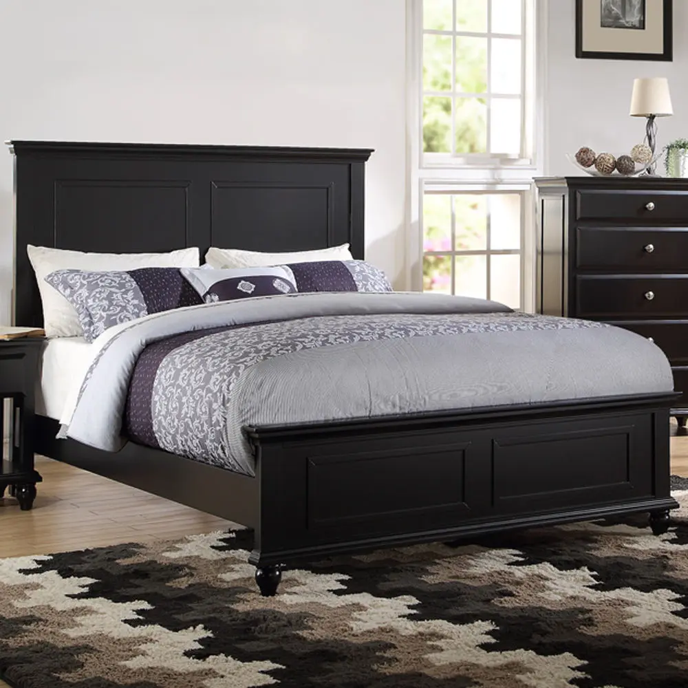 Black Color Eastern King Size Bed Bedroom Furniture High Panel Headboard kanepe
